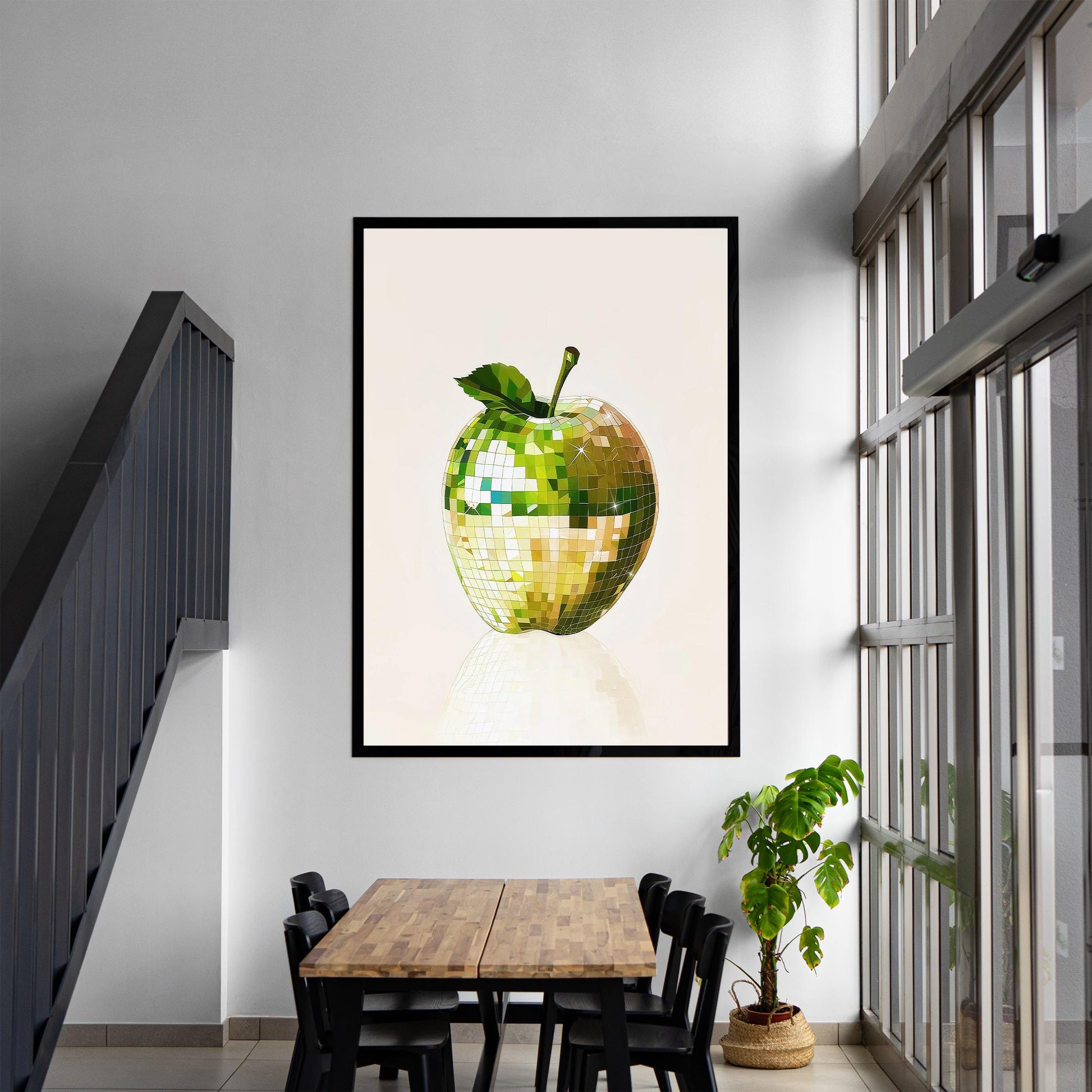 Disco Apple Art Print, Glam Kitchen Wall Decor