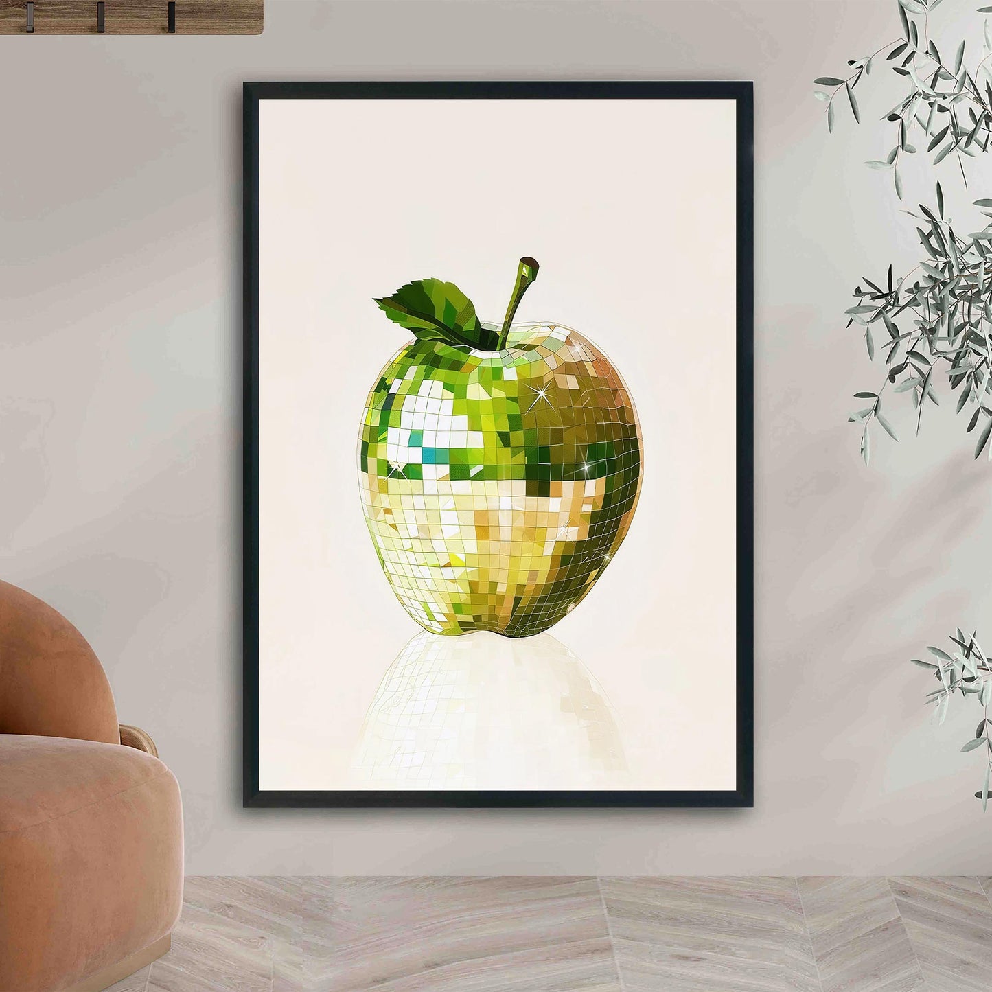 Disco Apple Art Print, Glam Kitchen Wall Decor