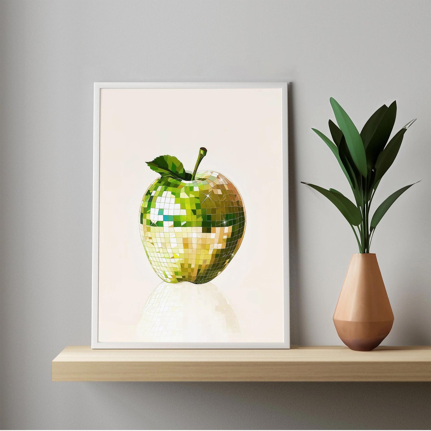Disco Apple Art Print, Glam Kitchen Wall Decor