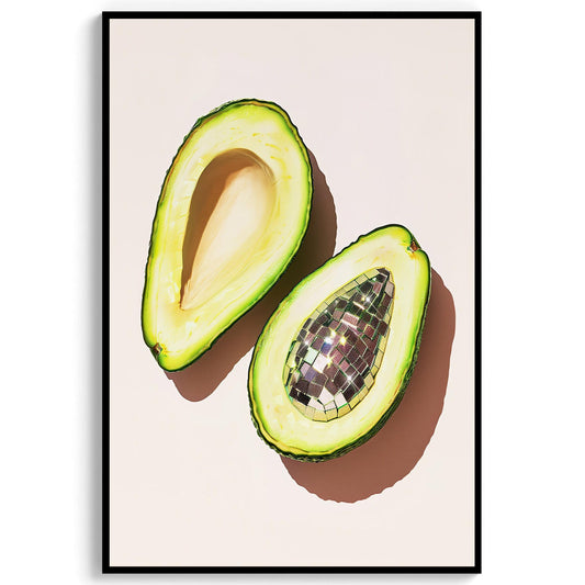Disco Ball Avocado Art Print, Trendy Kitchen Wall Decor