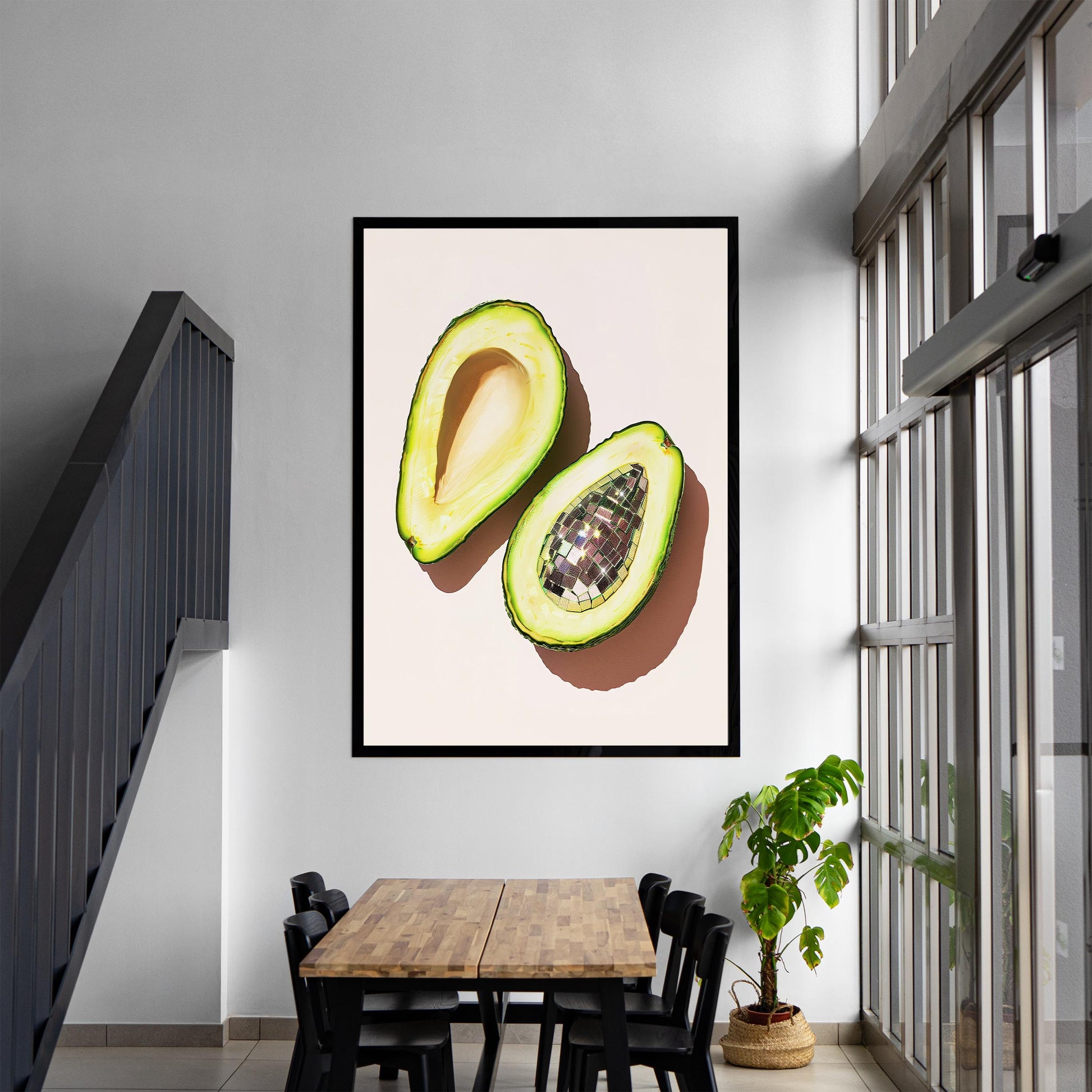 Disco Ball Avocado Art Print, Trendy Kitchen Wall Decor