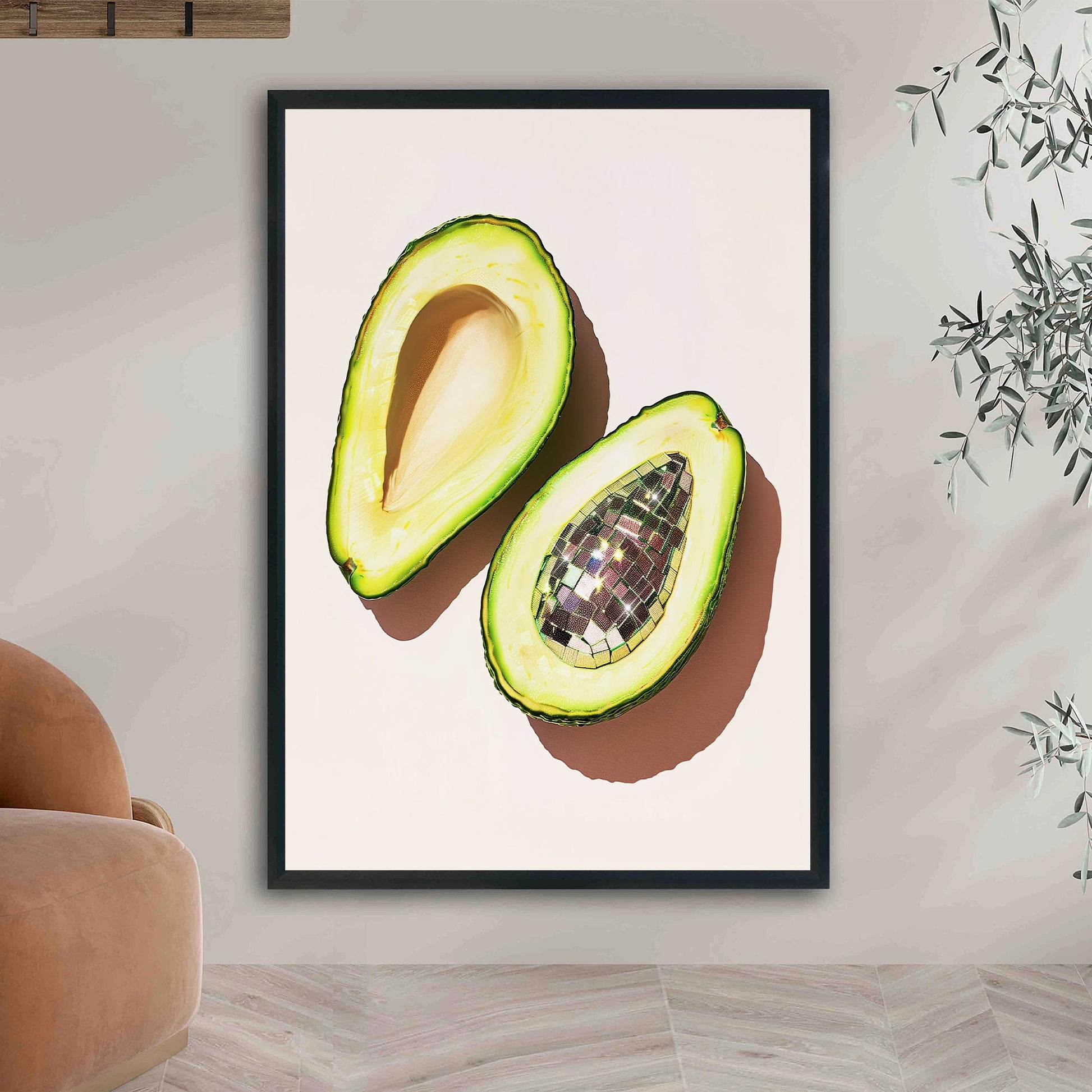 Disco Ball Avocado Art Print, Trendy Kitchen Wall Decor