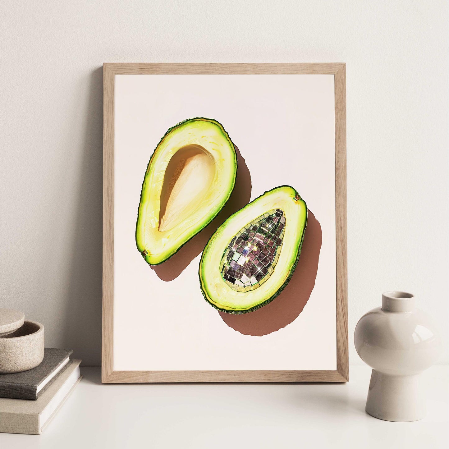Disco Ball Avocado Art Print, Trendy Kitchen Wall Decor