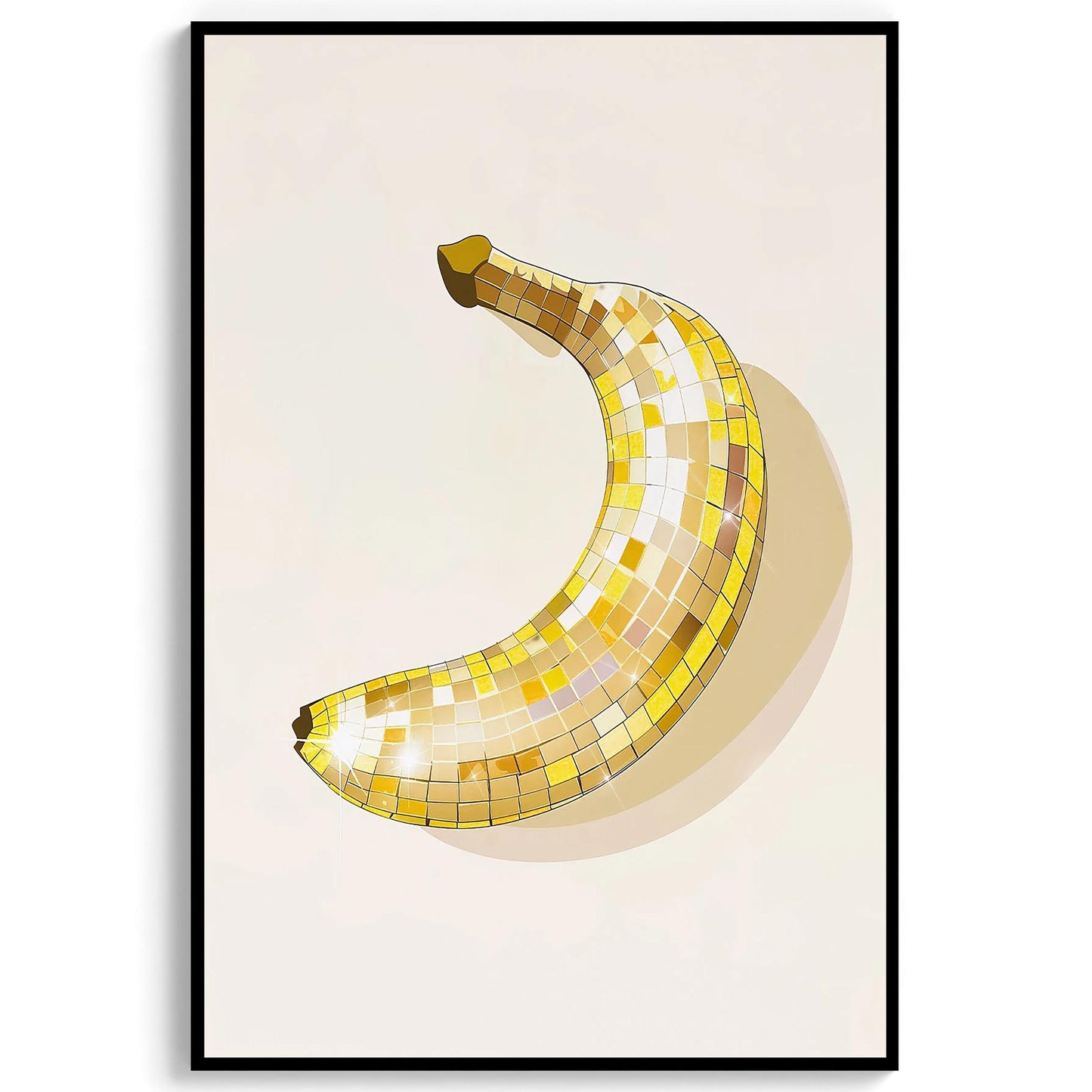 Disco Ball Banana Art Print, Trendy Kitchen Wall Decor