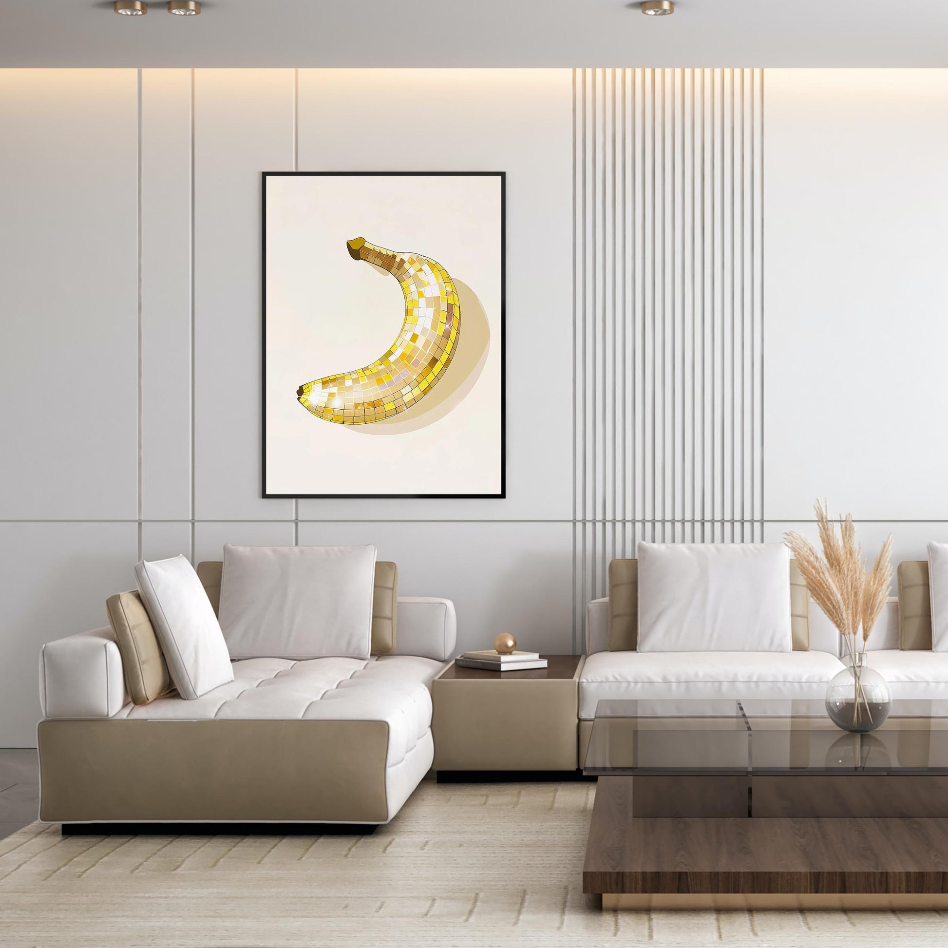 Disco Ball Banana Art Print, Trendy Kitchen Wall Decor