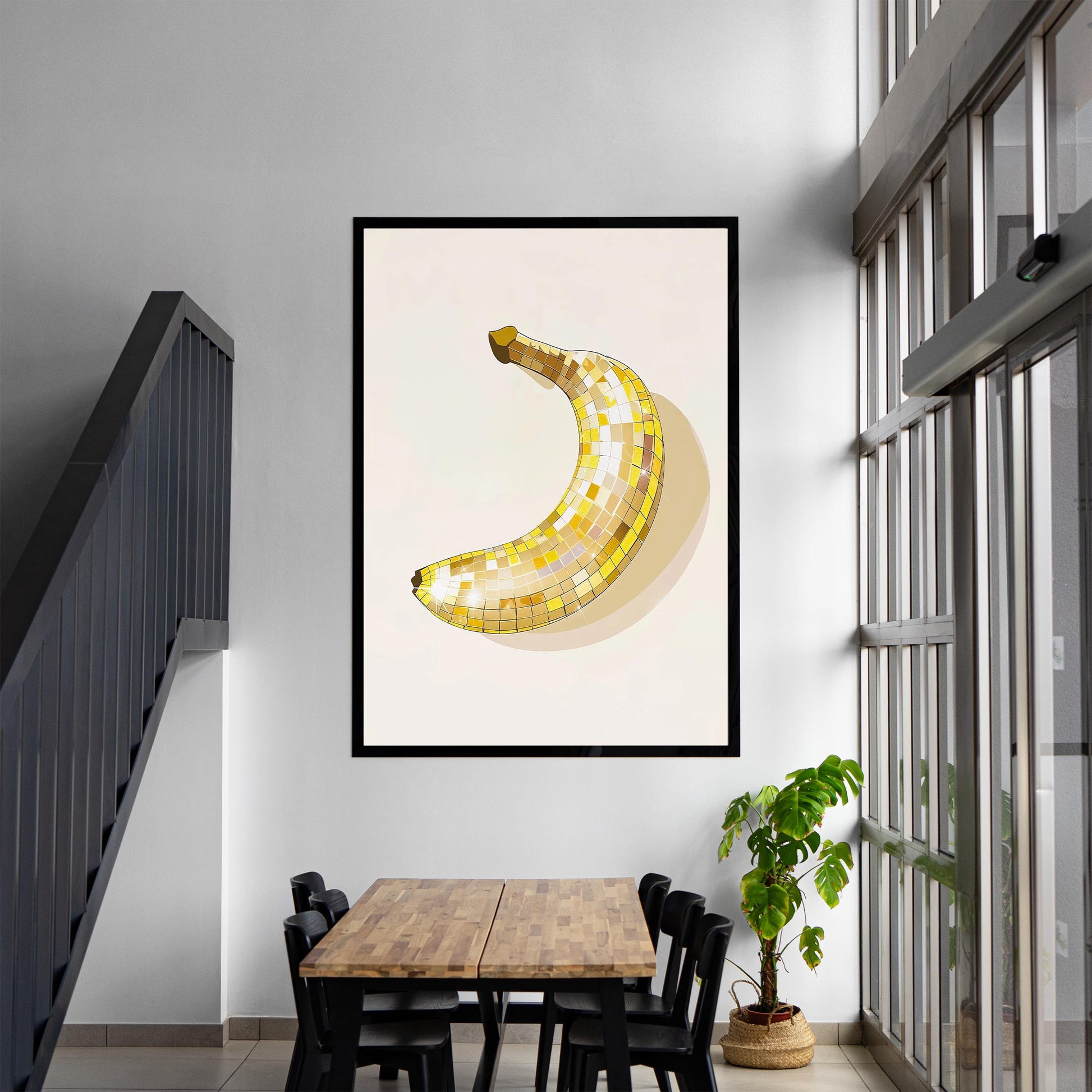 Disco Ball Banana Art Print, Trendy Kitchen Wall Decor