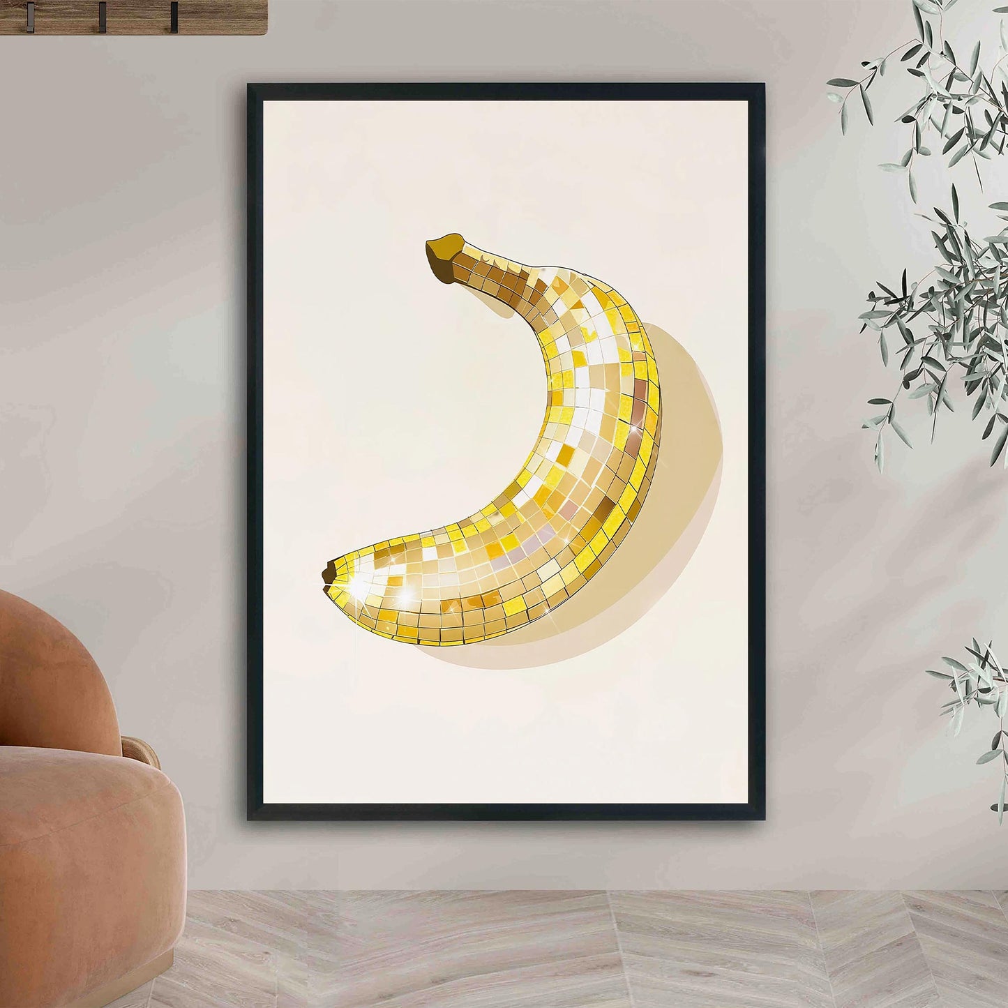 Disco Ball Banana Art Print, Trendy Kitchen Wall Decor