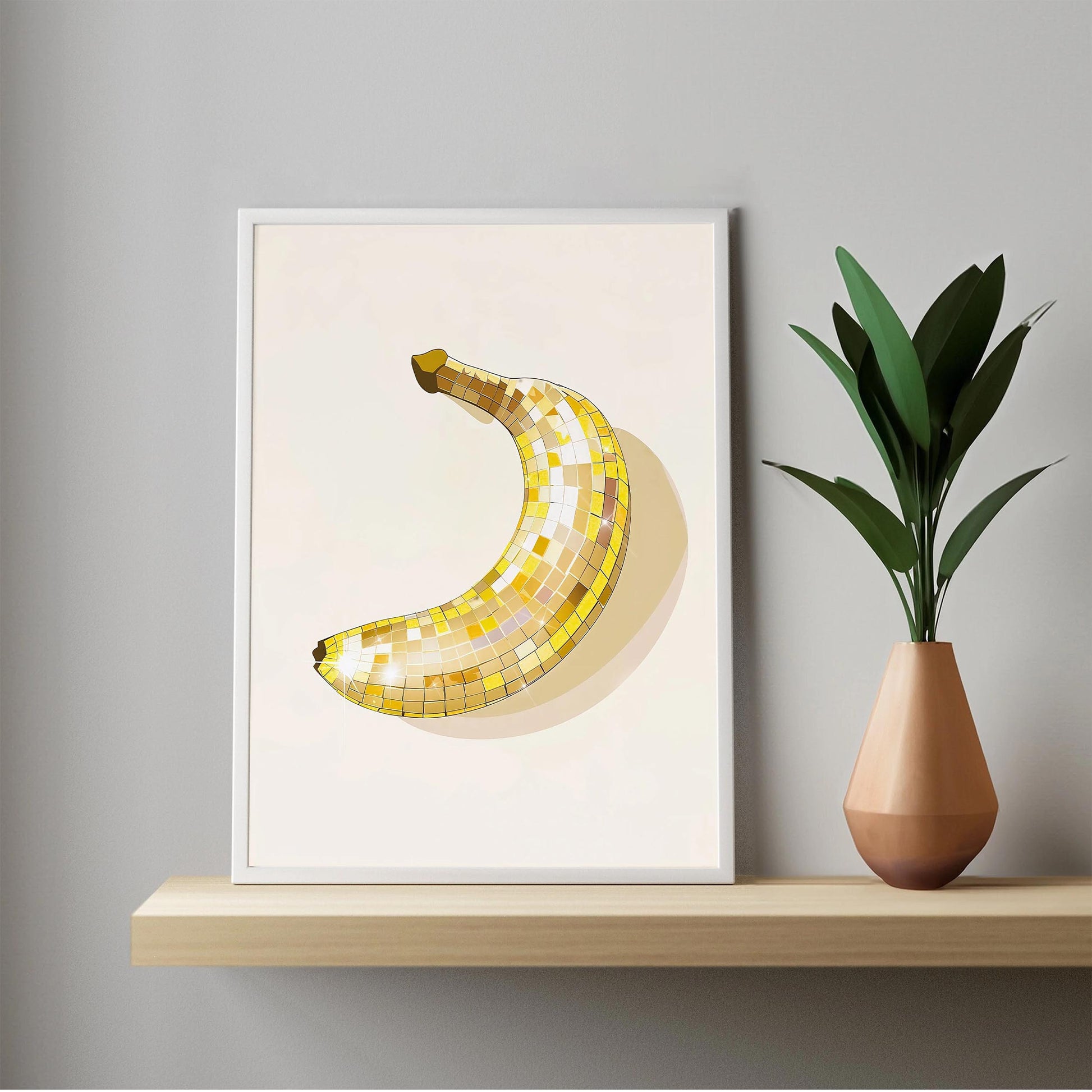 Disco Ball Banana Art Print, Trendy Kitchen Wall Decor