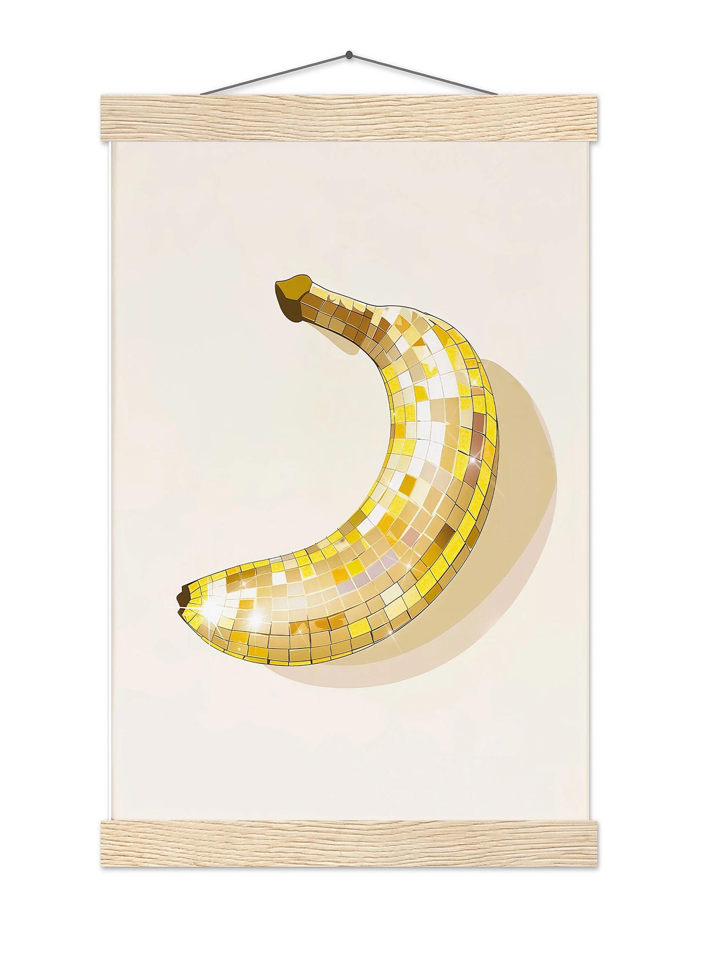 Disco Ball Banana Art Print, Trendy Kitchen Wall Decor