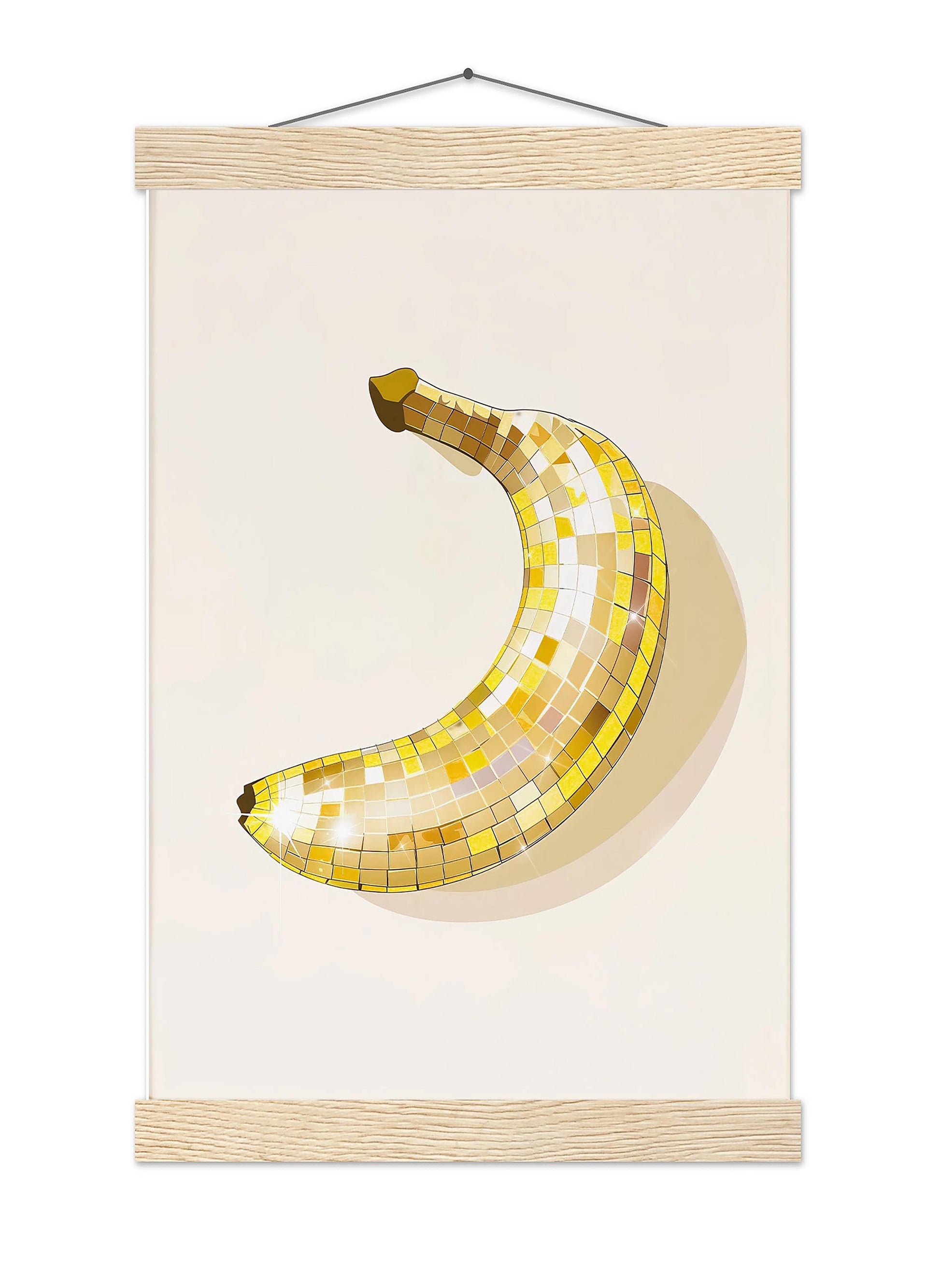 Disco Ball Banana Art Print, Trendy Kitchen Wall Decor