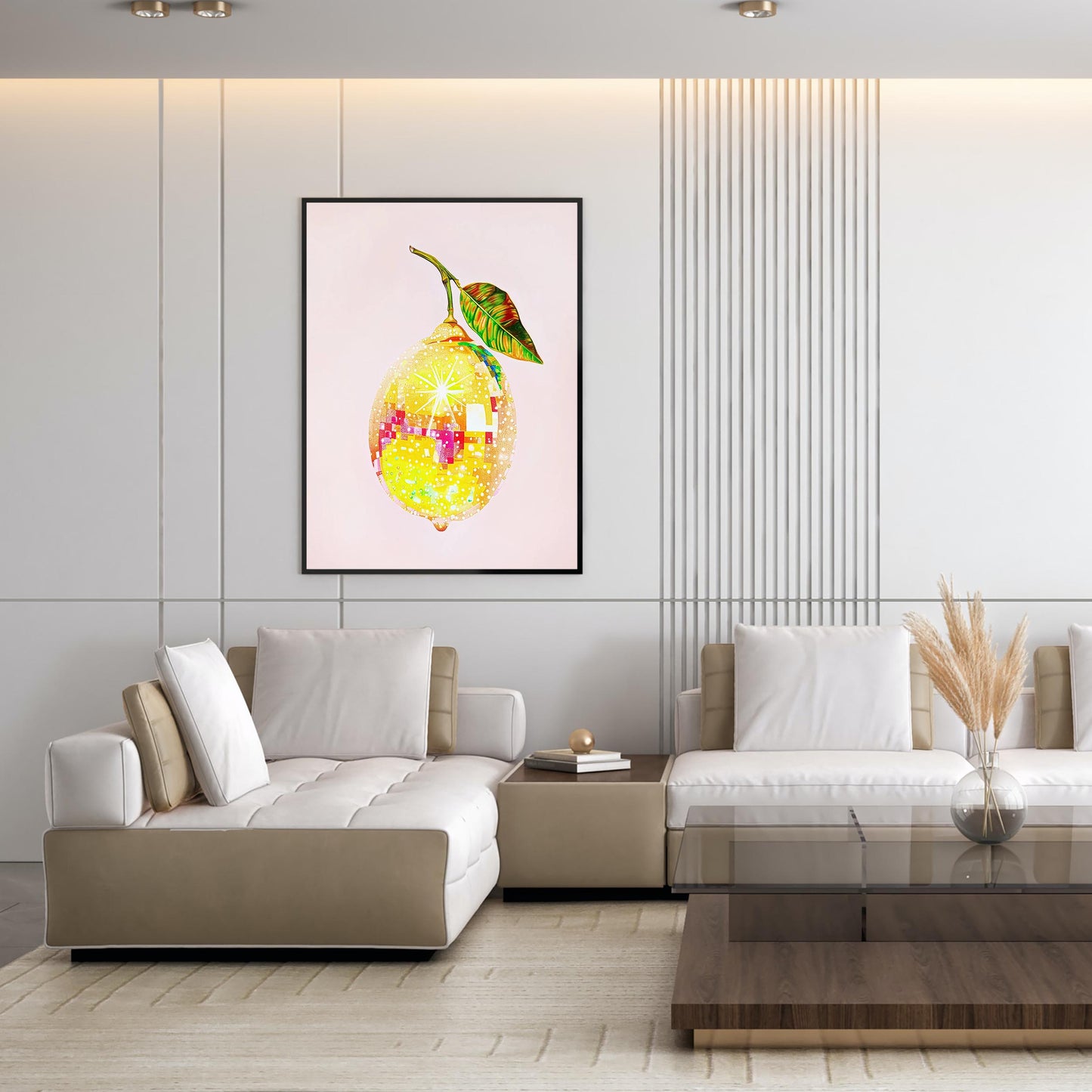 Disco Ball Lemon Art Print, Glam Dorm Room Decor