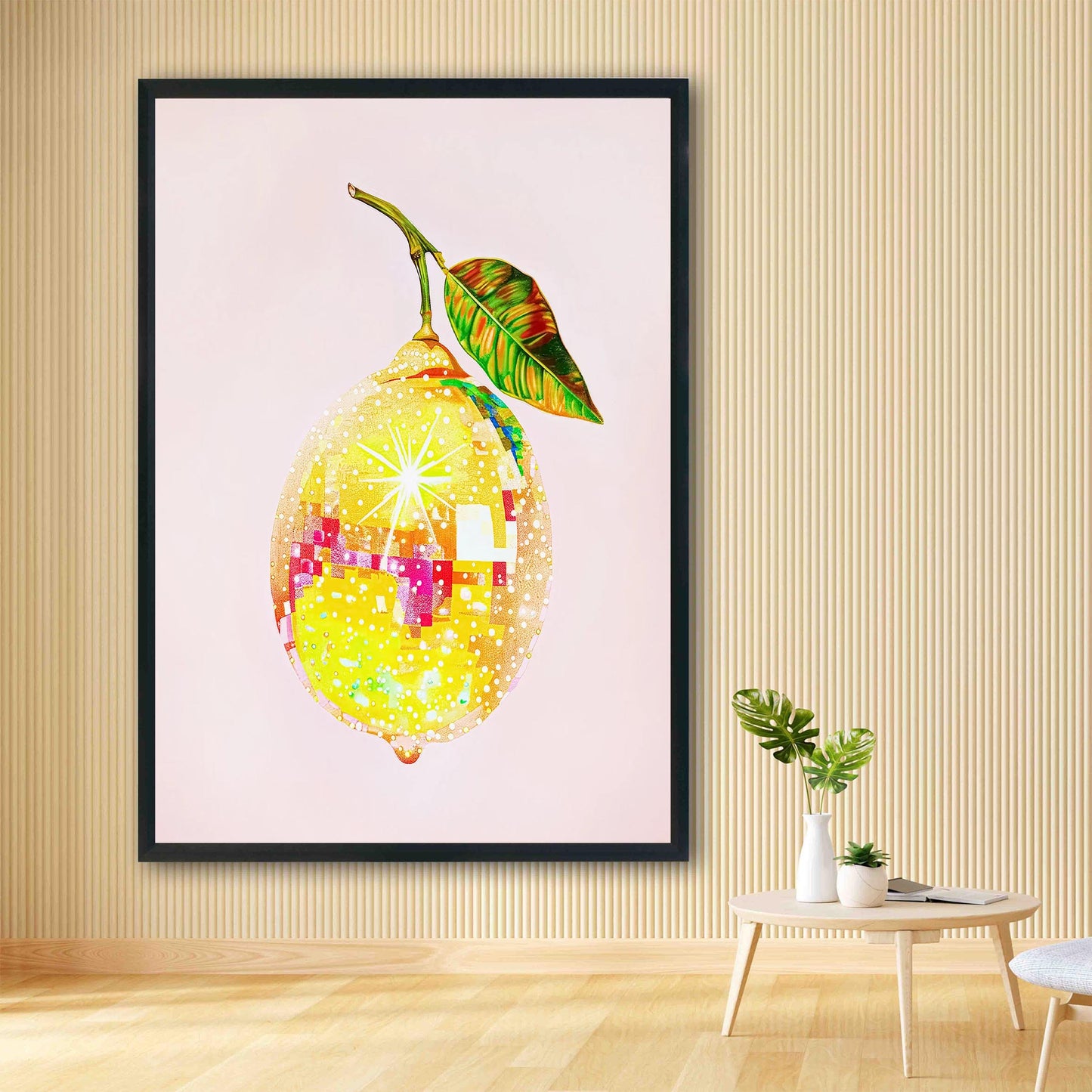 Disco Ball Lemon Art Print, Glam Dorm Room Decor