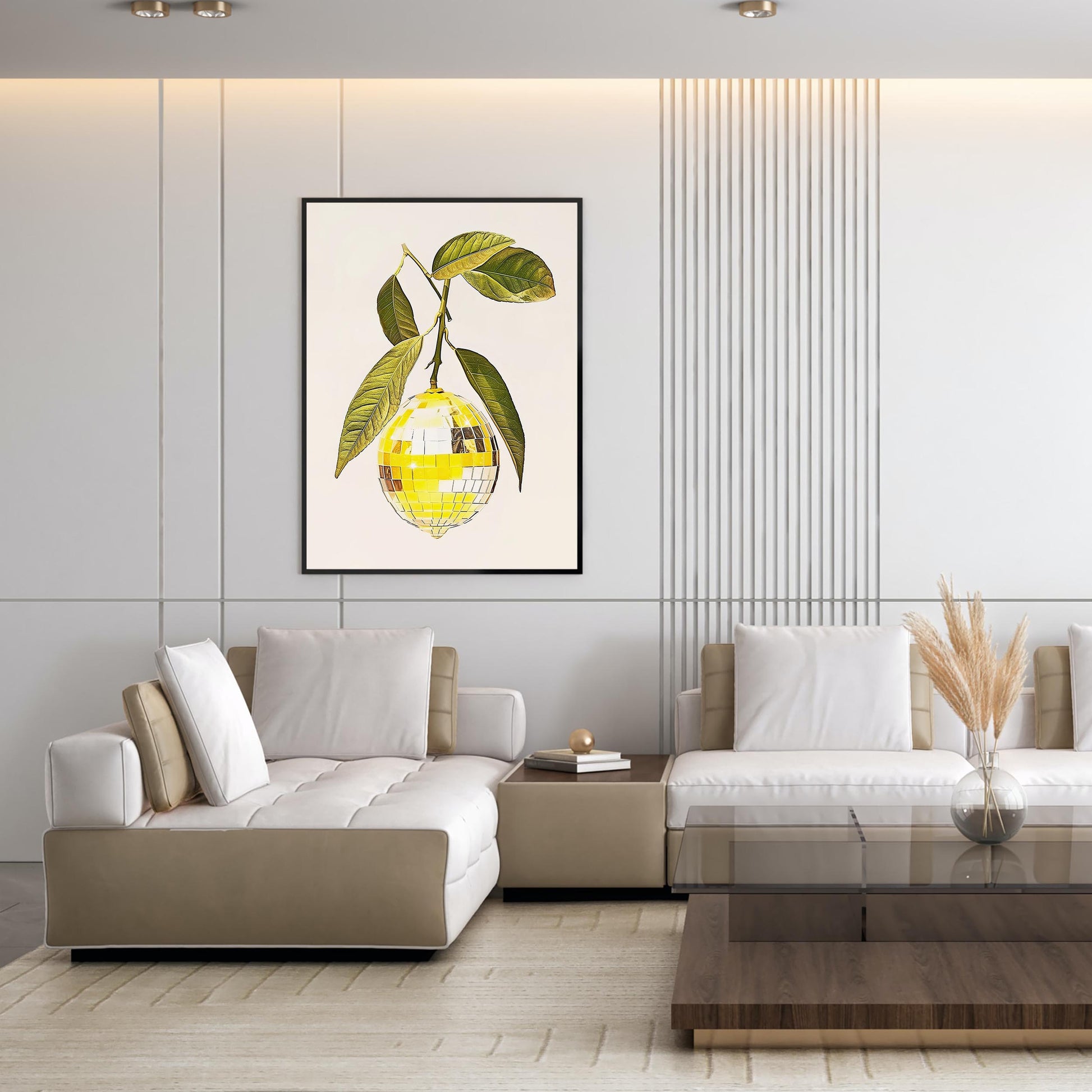 Disco Ball Lemon Art Print, Trendy Kitchen Wall Decor