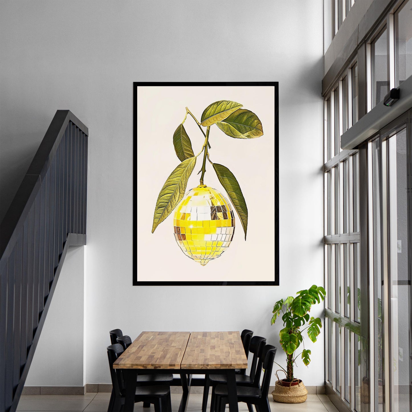 Disco Ball Lemon Art Print, Trendy Kitchen Wall Decor