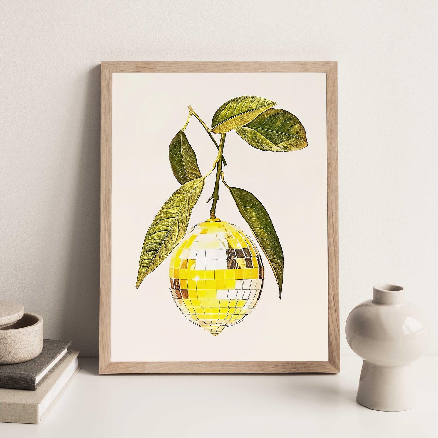 Disco Ball Lemon Art Print, Trendy Kitchen Wall Decor
