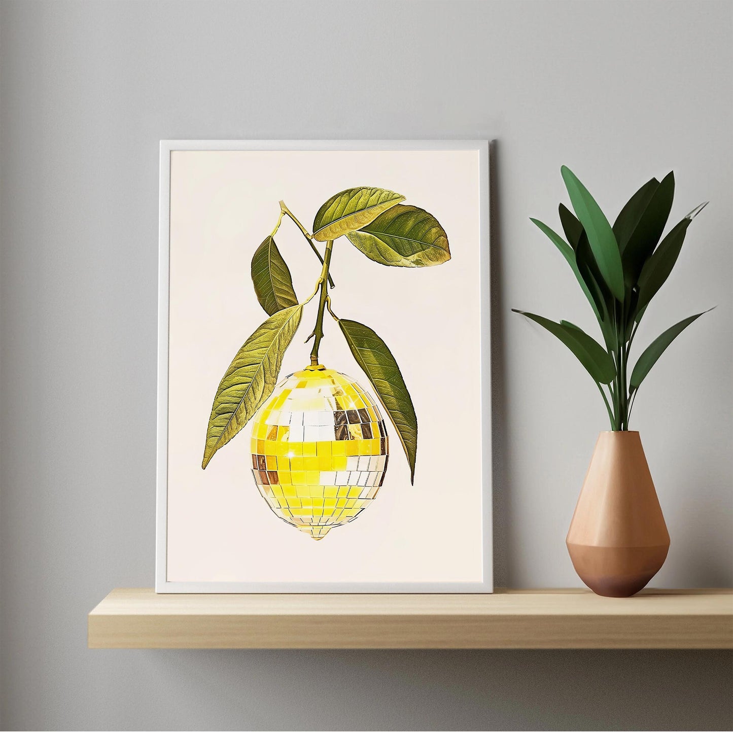 Disco Ball Lemon Art Print, Trendy Kitchen Wall Decor