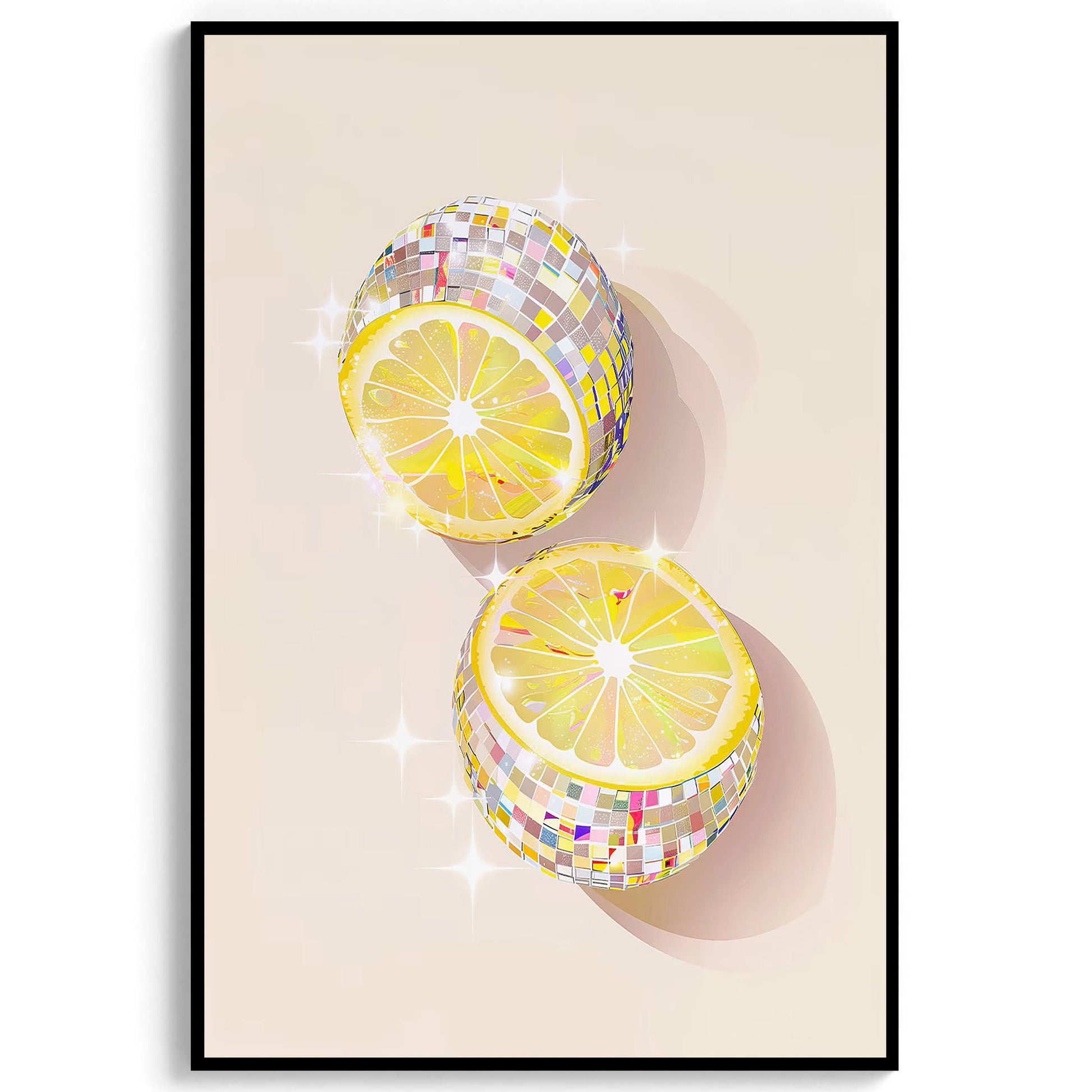 Disco Ball Lemons Art Print, Trendy Kitchen Decor