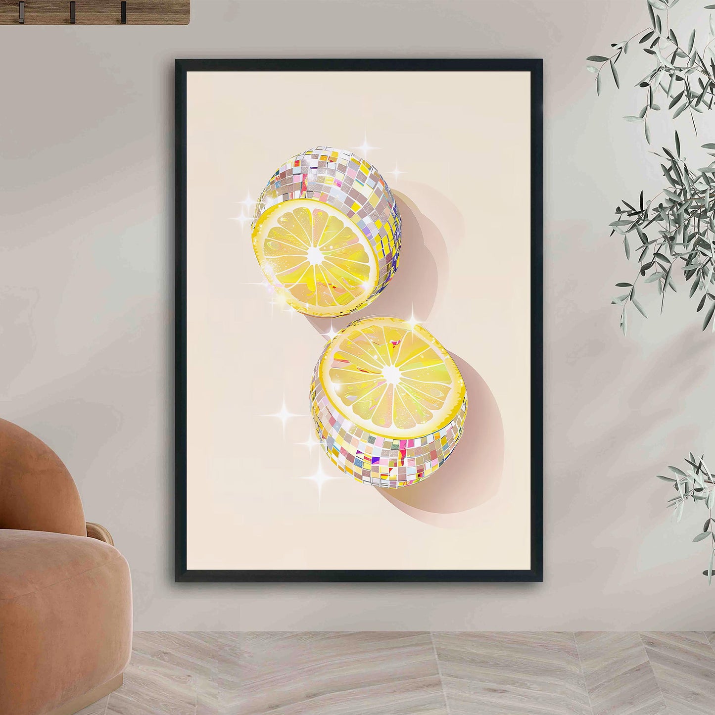 Disco Ball Lemons Art Print, Trendy Kitchen Decor