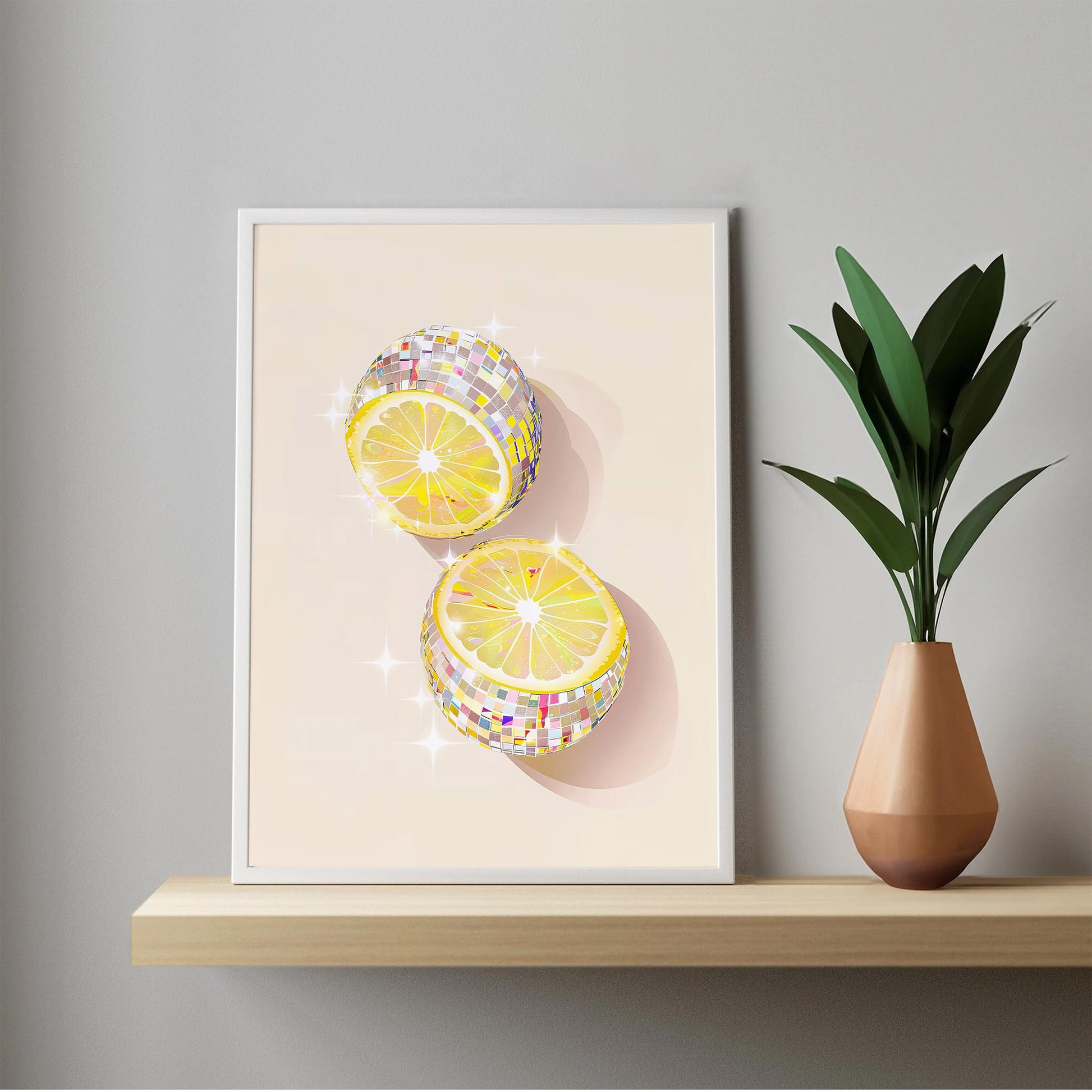 Disco Ball Lemons Art Print, Trendy Kitchen Decor