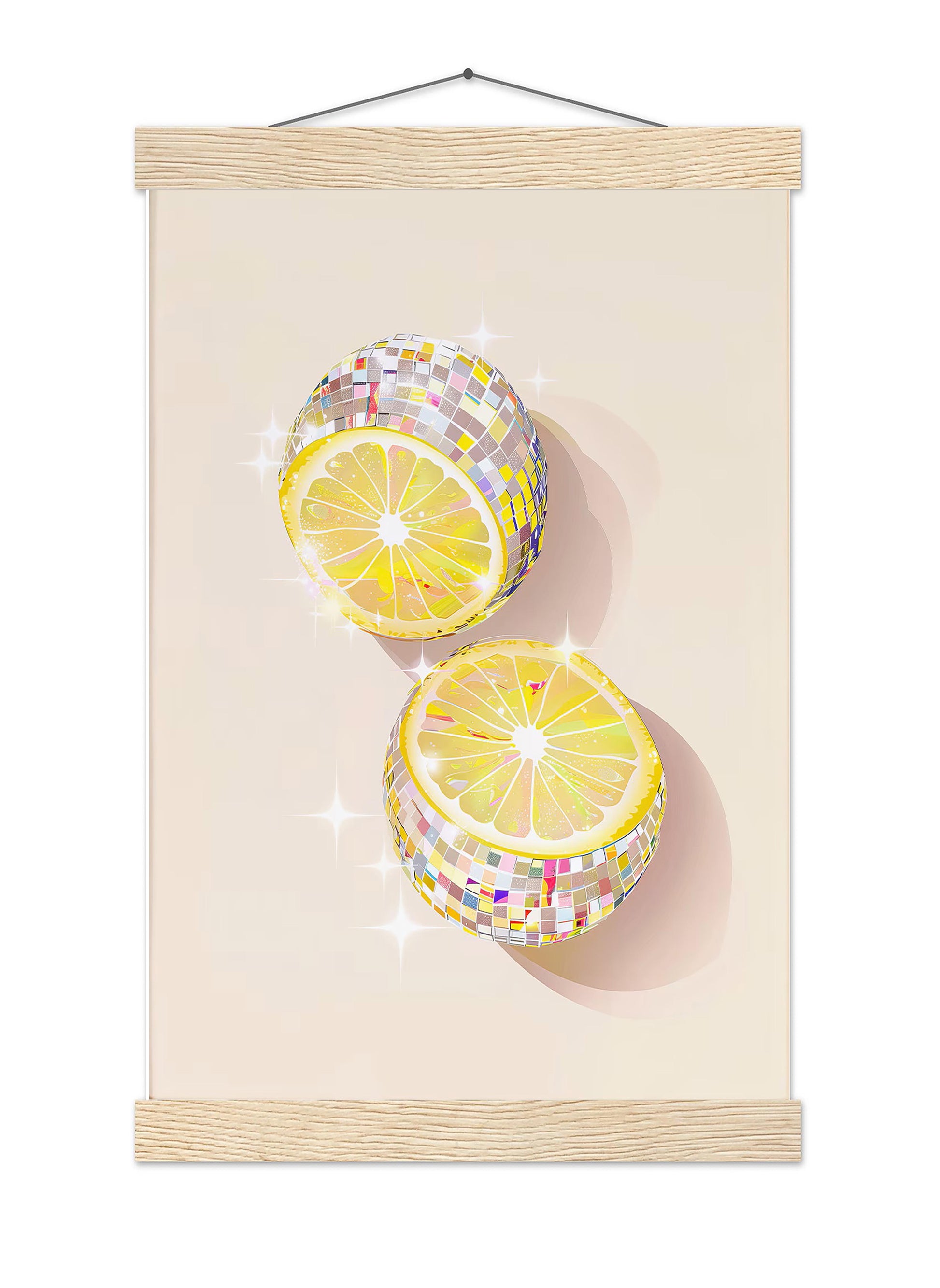 Disco Ball Lemons Art Print, Trendy Kitchen Decor