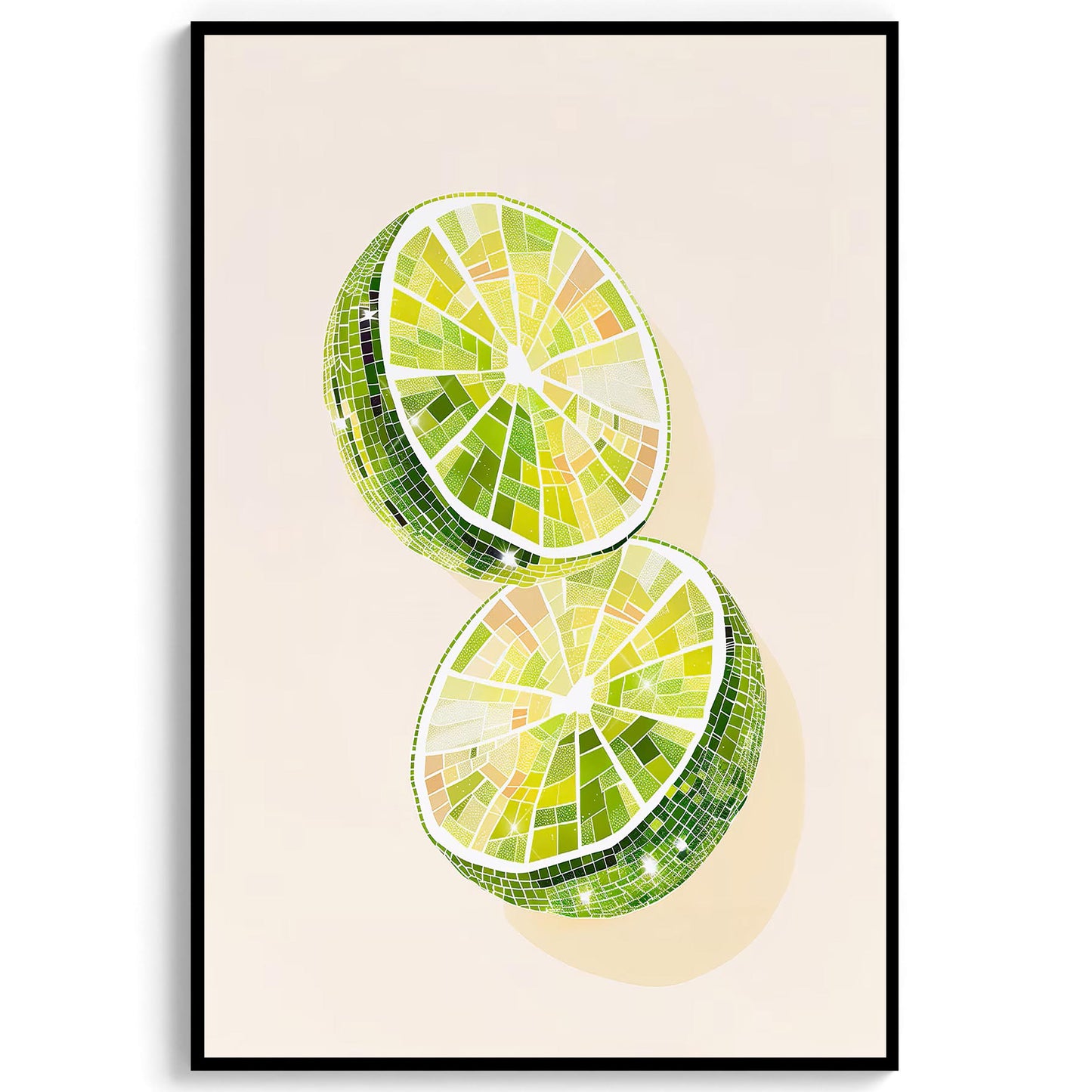 Disco Ball Limes Art Print, Trendy Kitchen Wall Decor
