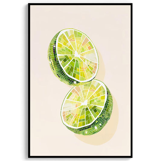 Disco Ball Limes Art Print, Trendy Kitchen Wall Decor