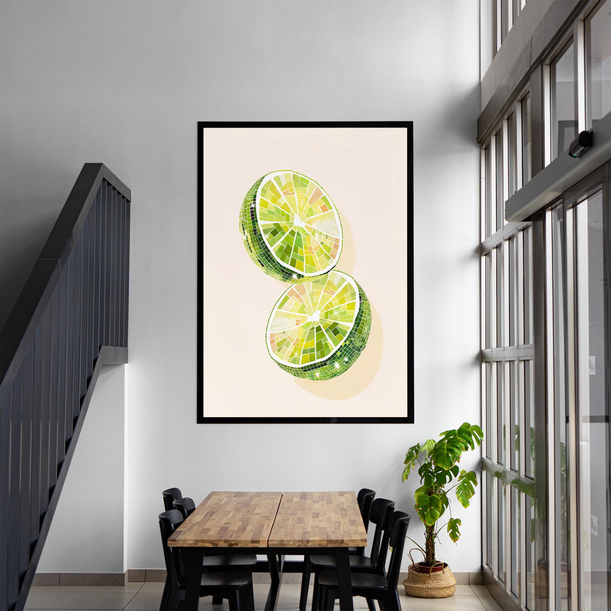 Disco Ball Limes Art Print, Trendy Kitchen Wall Decor