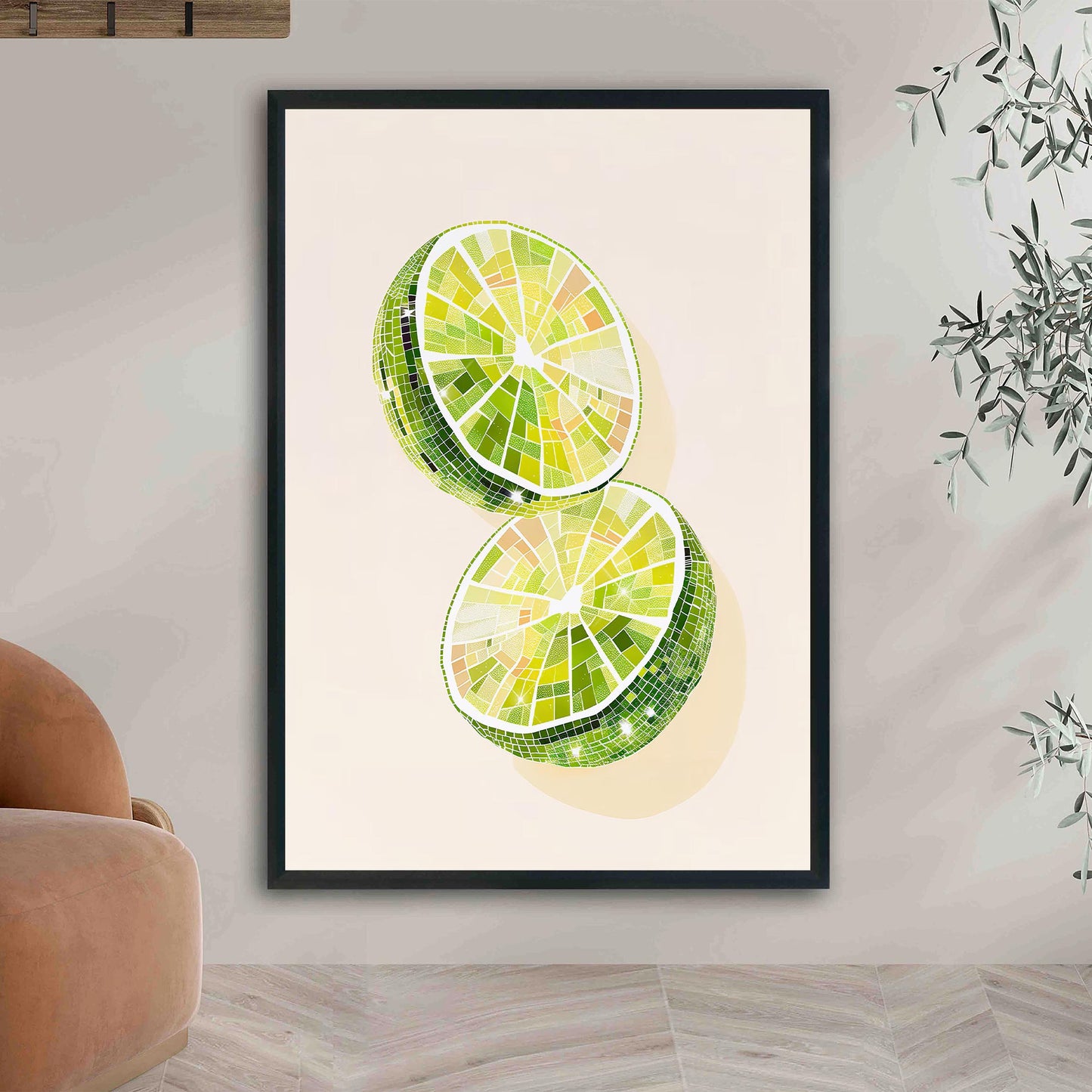 Disco Ball Limes Art Print, Trendy Kitchen Wall Decor