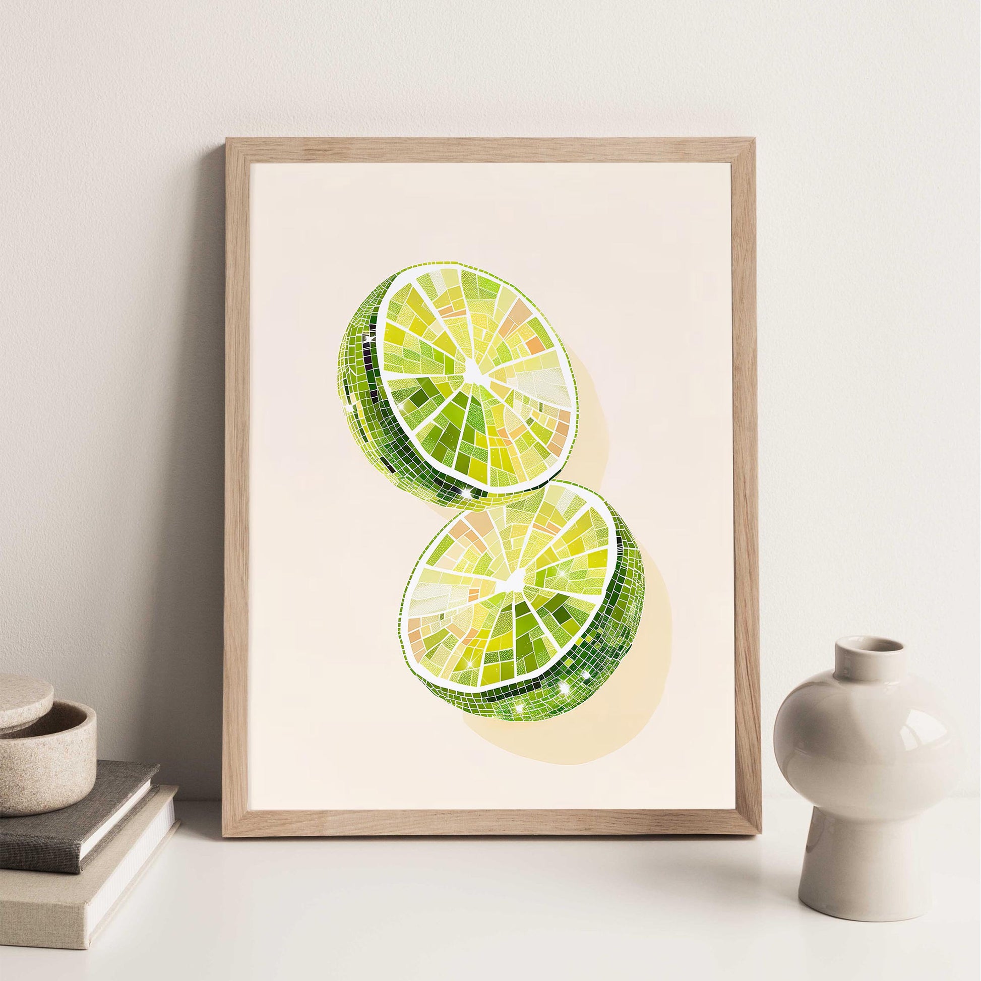 Disco Ball Limes Art Print, Trendy Kitchen Wall Decor