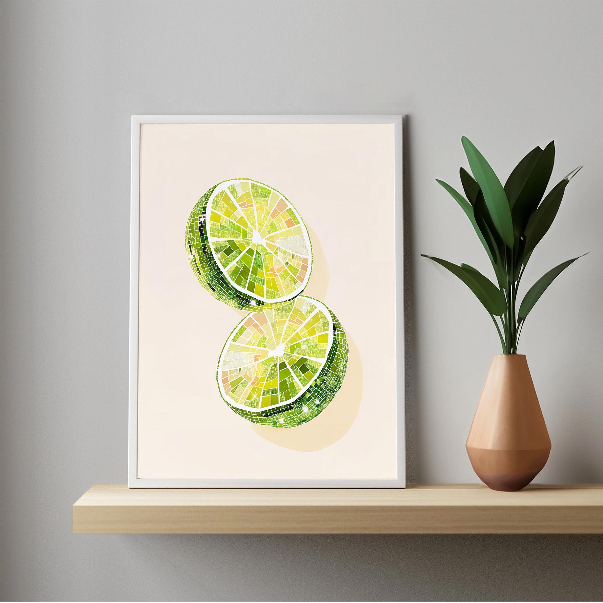 Disco Ball Limes Art Print, Trendy Kitchen Wall Decor