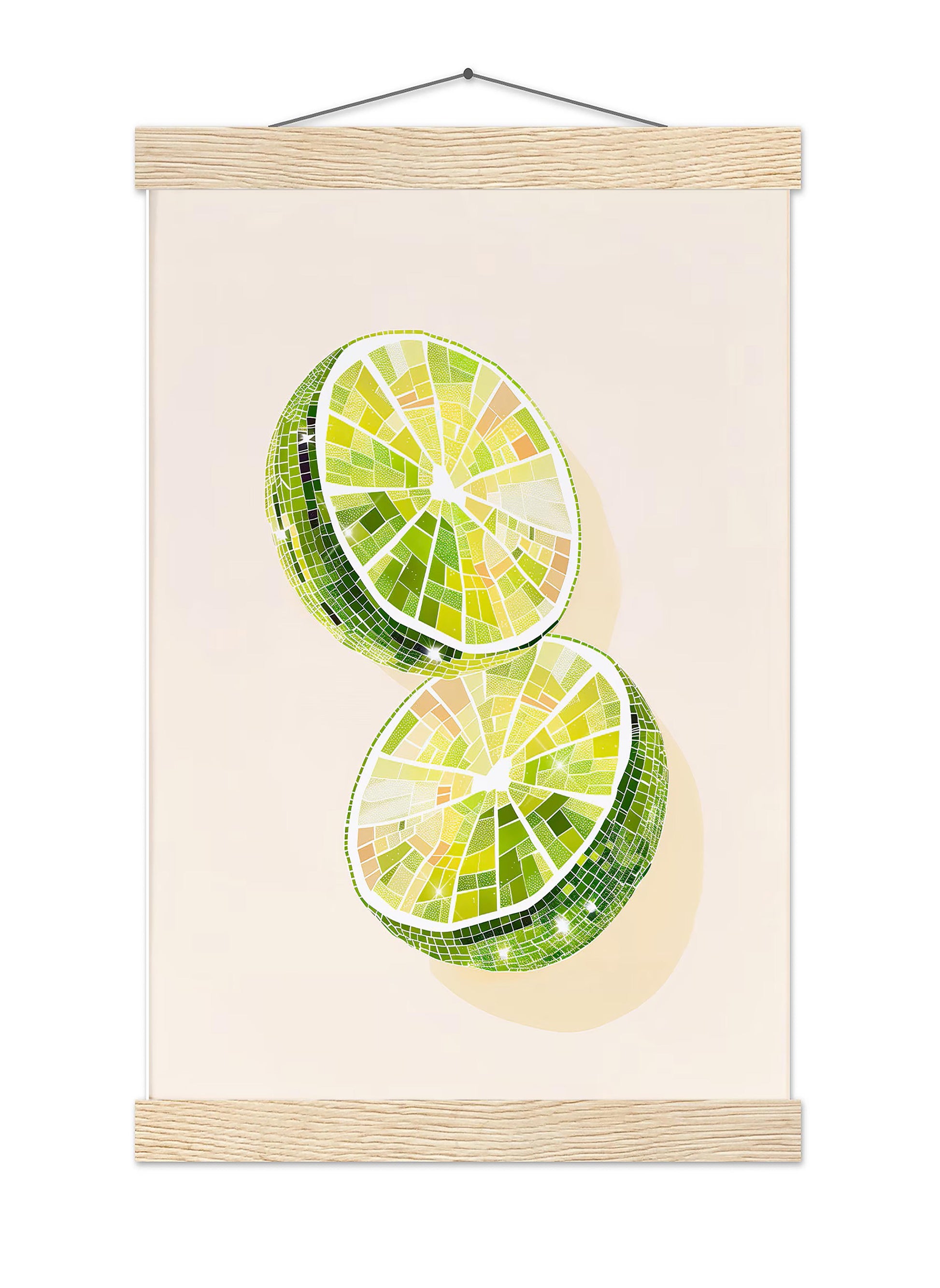 Disco Ball Limes Art Print, Trendy Kitchen Wall Decor