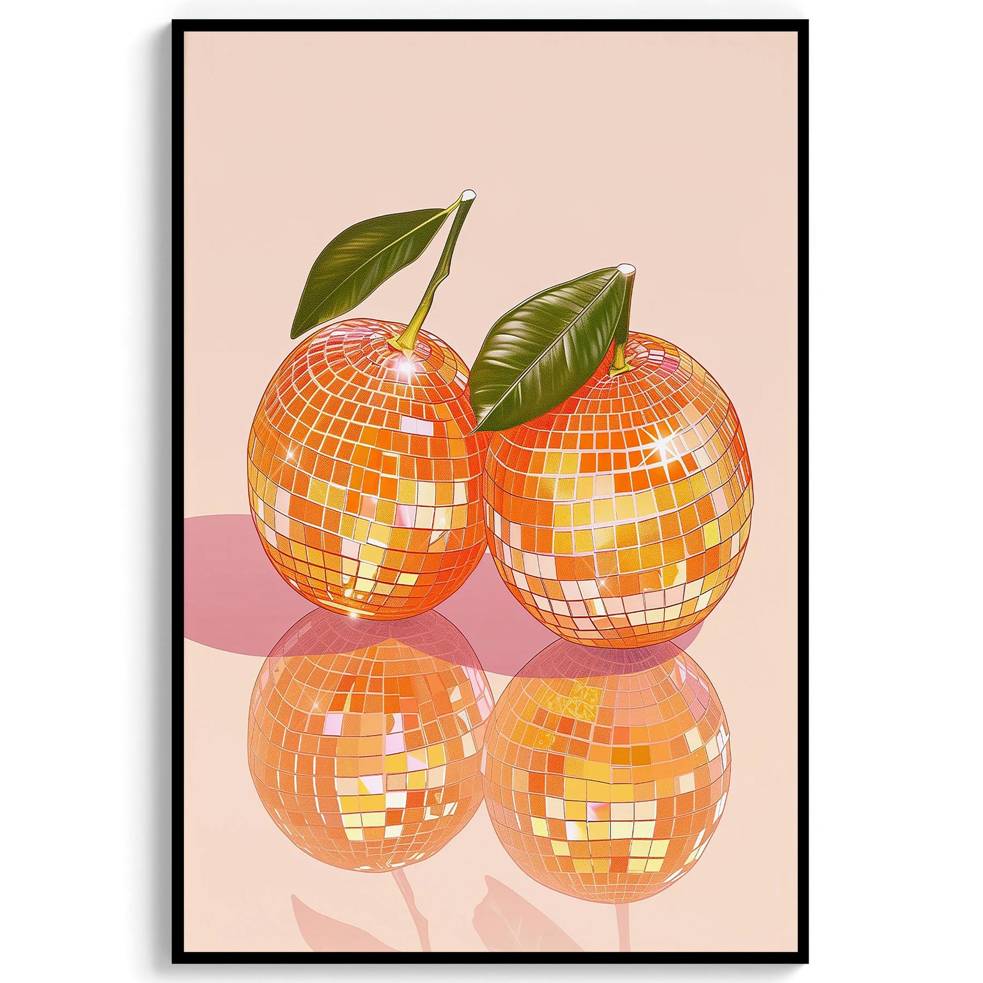 Disco Ball Oranges Art Print, Glam Kitchen Decor