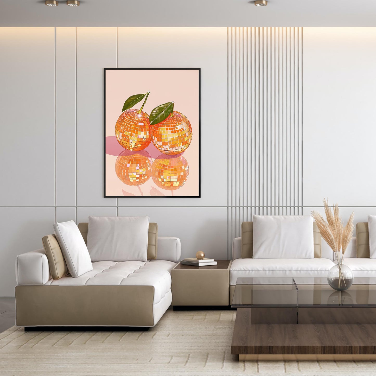 Disco Ball Oranges Art Print, Glam Kitchen Decor