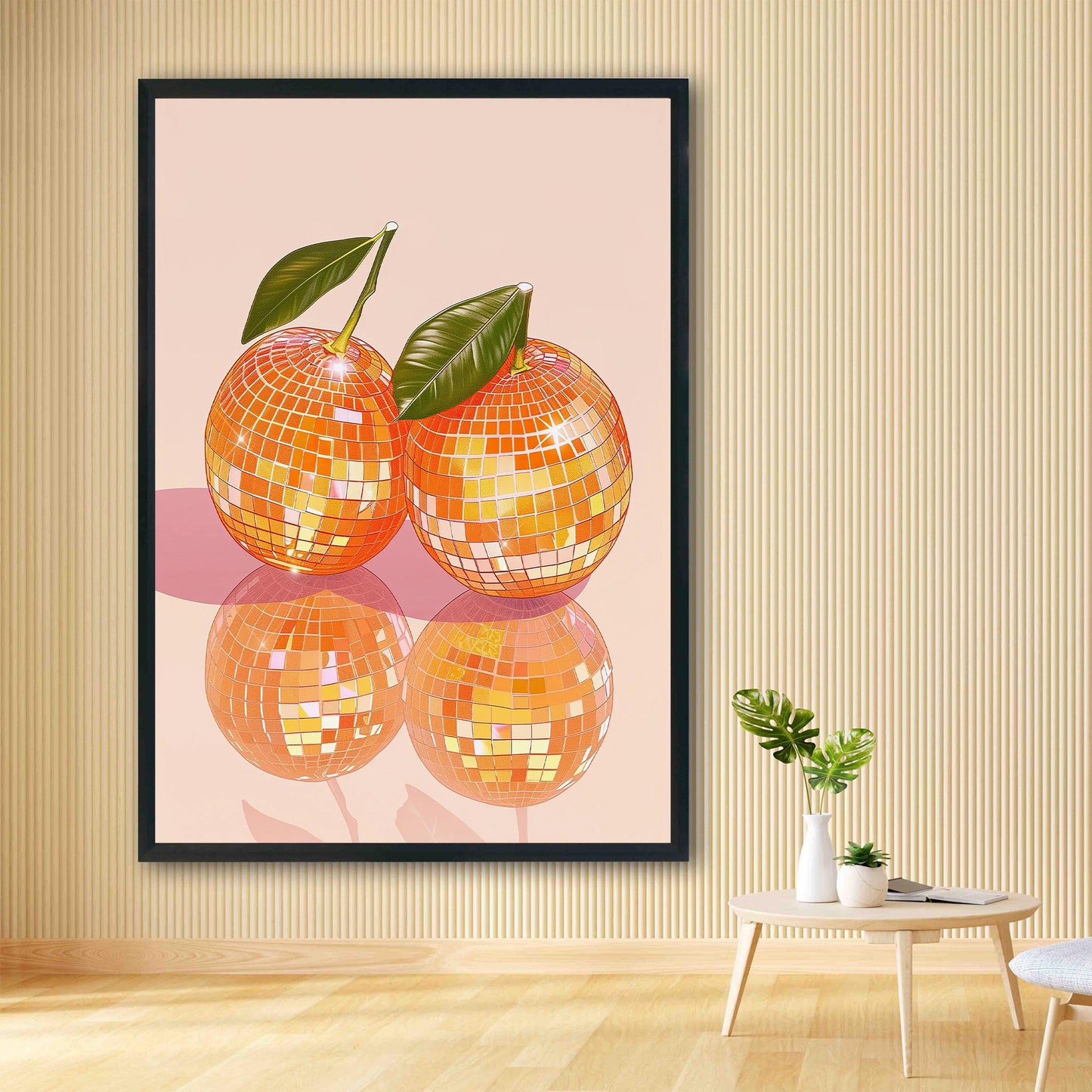 Disco Ball Oranges Art Print, Glam Kitchen Decor