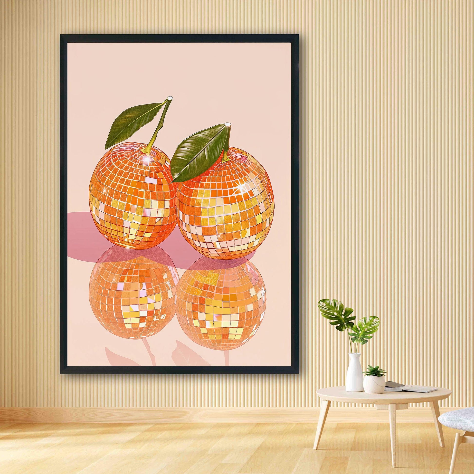 Disco Ball Oranges Art Print, Glam Kitchen Decor