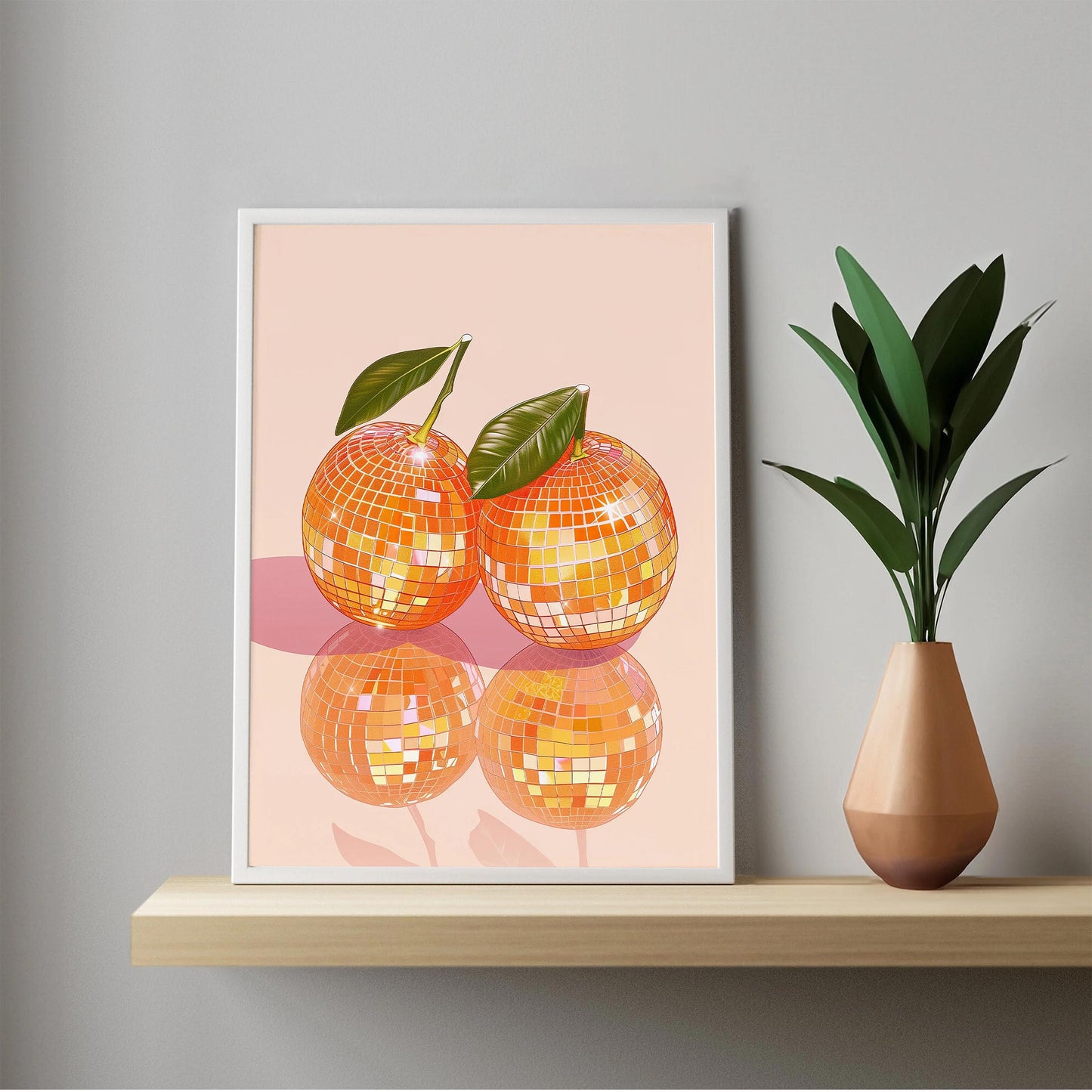 Disco Ball Oranges Art Print, Glam Kitchen Decor