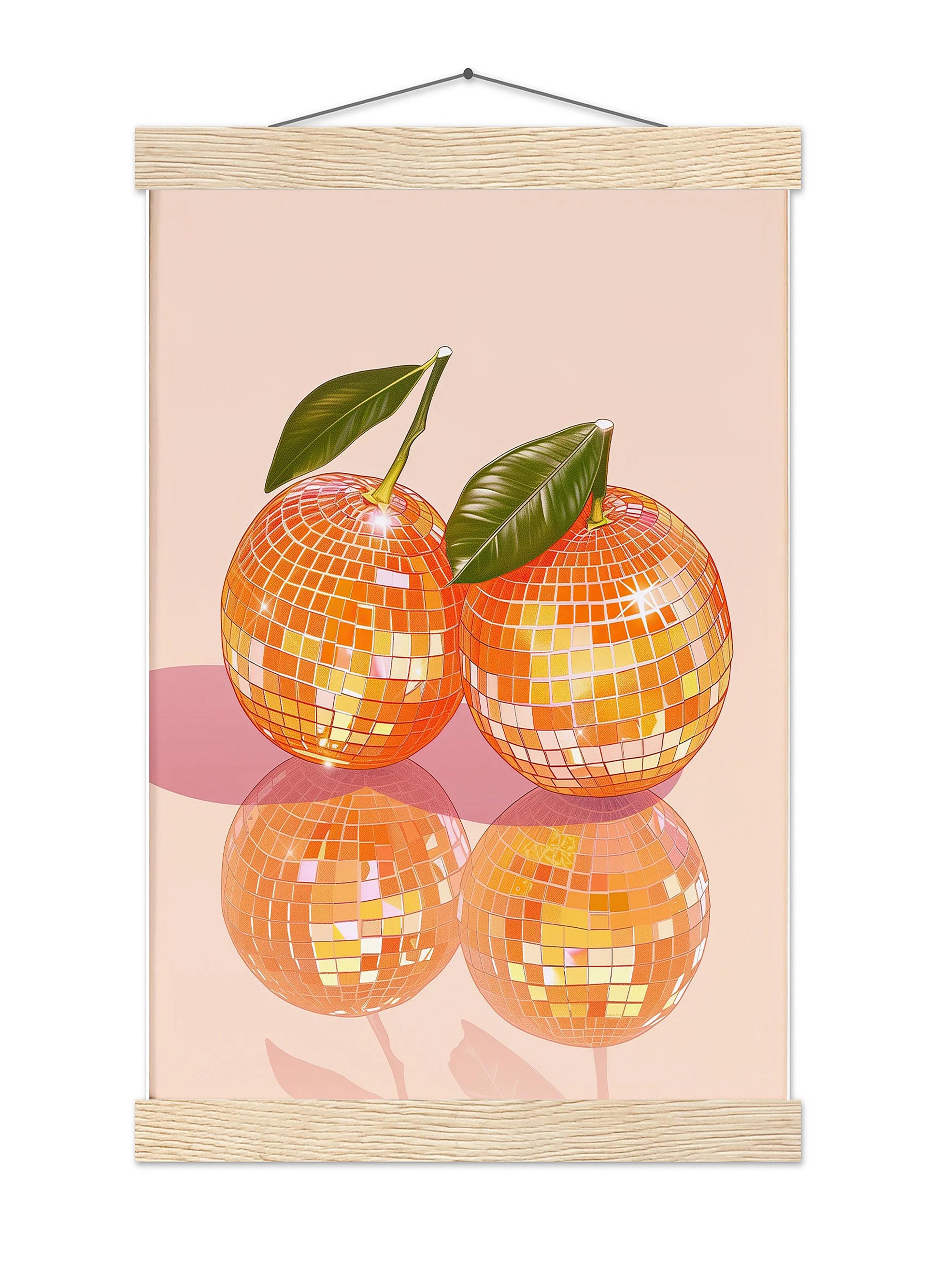 Disco Ball Oranges Art Print, Glam Kitchen Decor