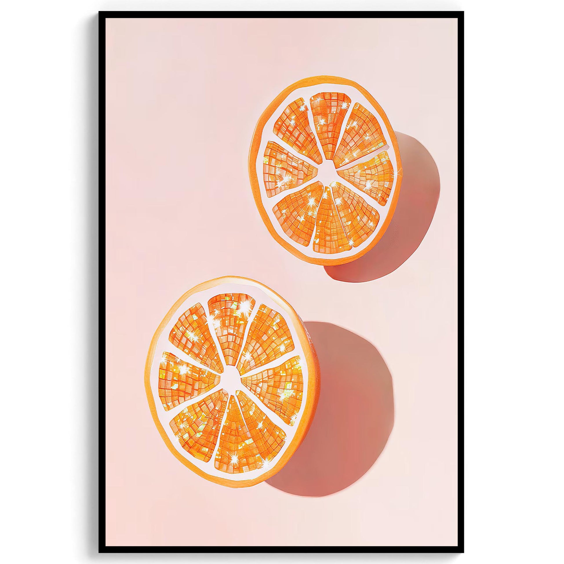 Disco Ball Oranges Art Print, Glam Kitchen Wall Decor