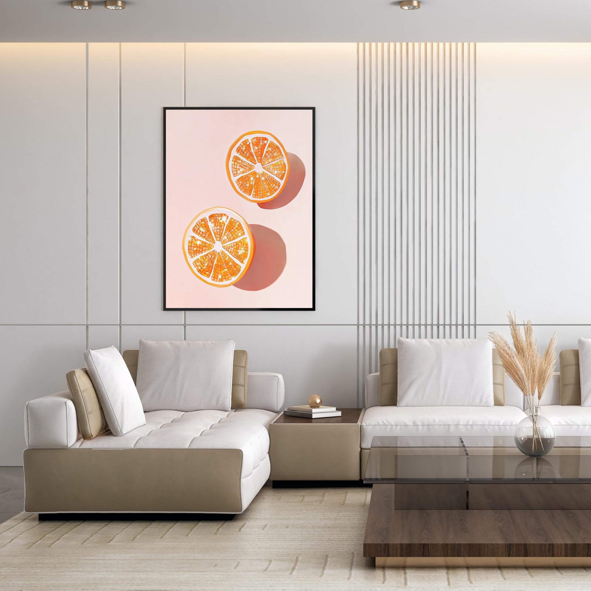 Disco Ball Oranges Art Print, Glam Kitchen Wall Decor