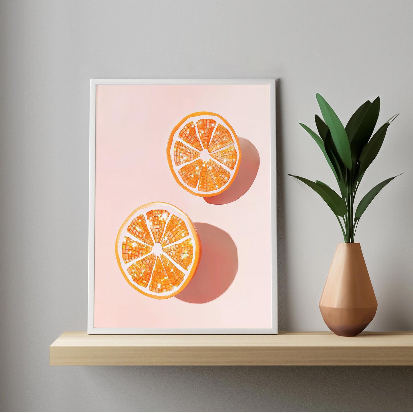 Disco Ball Oranges Art Print, Glam Kitchen Wall Decor