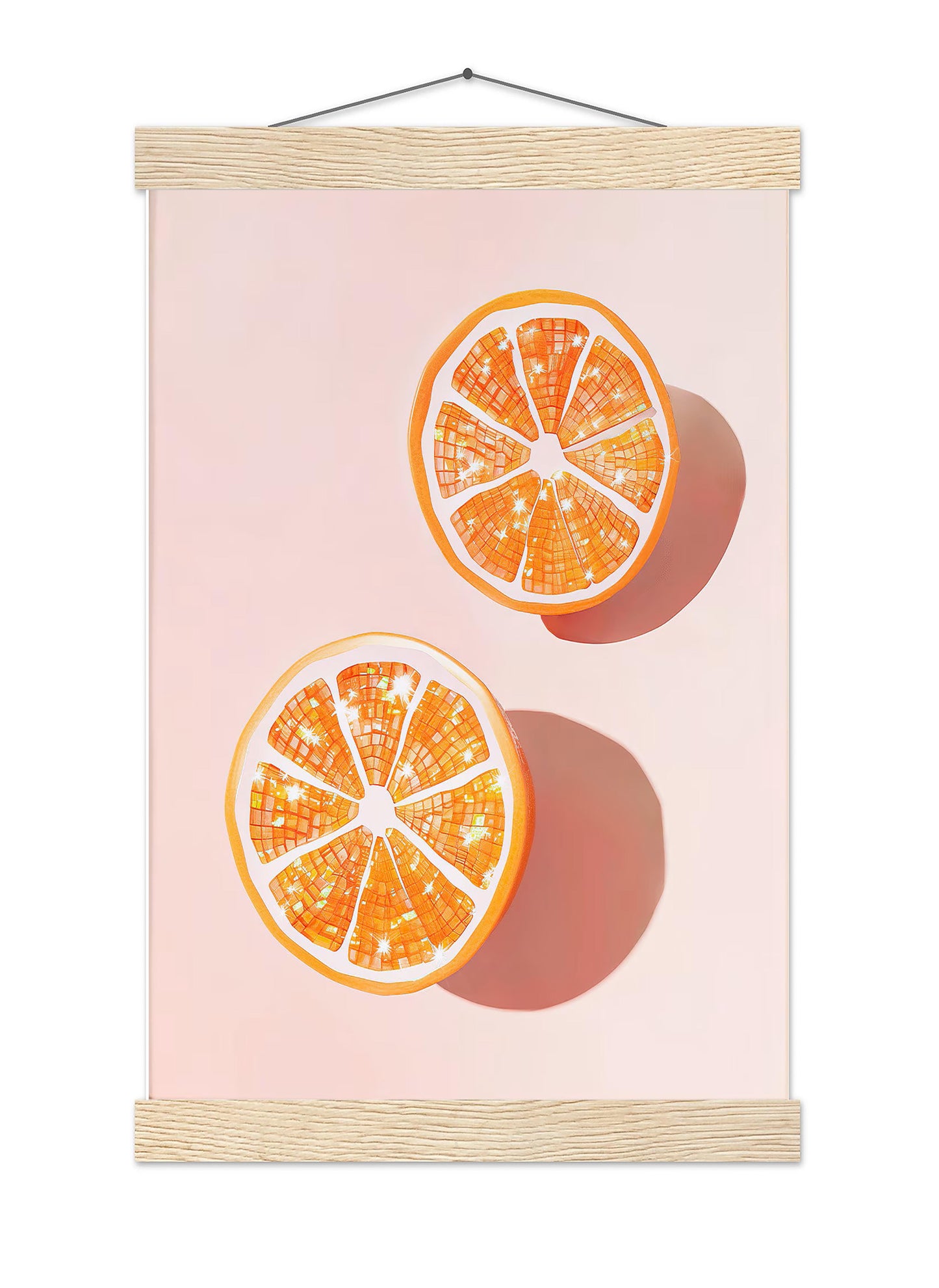 Disco Ball Oranges Art Print, Glam Kitchen Wall Decor