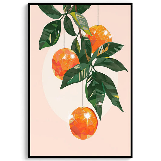 Disco Ball Oranges Art Print, Trendy Kitchen Decor