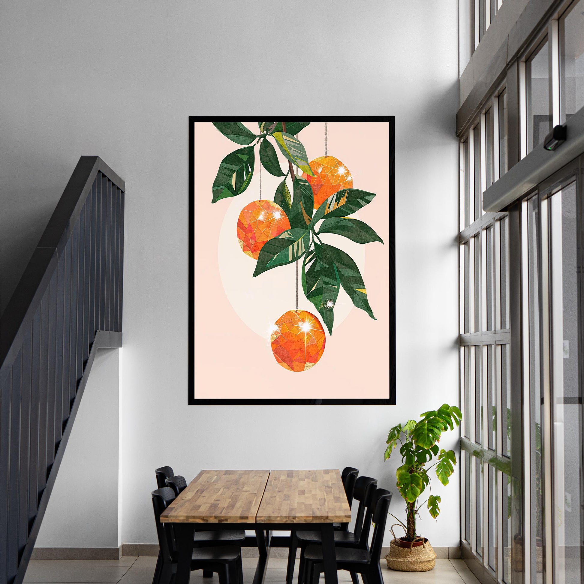 Disco Ball Oranges Art Print, Trendy Kitchen Decor