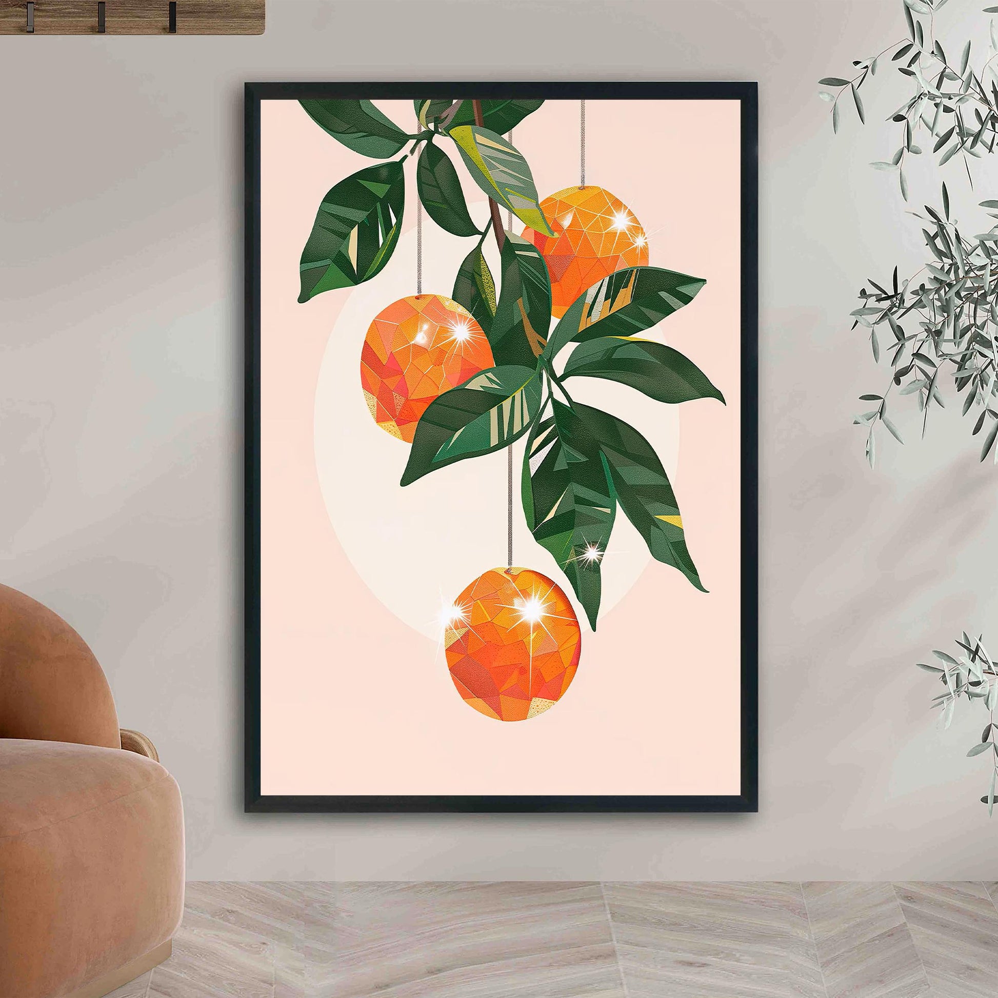 Disco Ball Oranges Art Print, Trendy Kitchen Decor