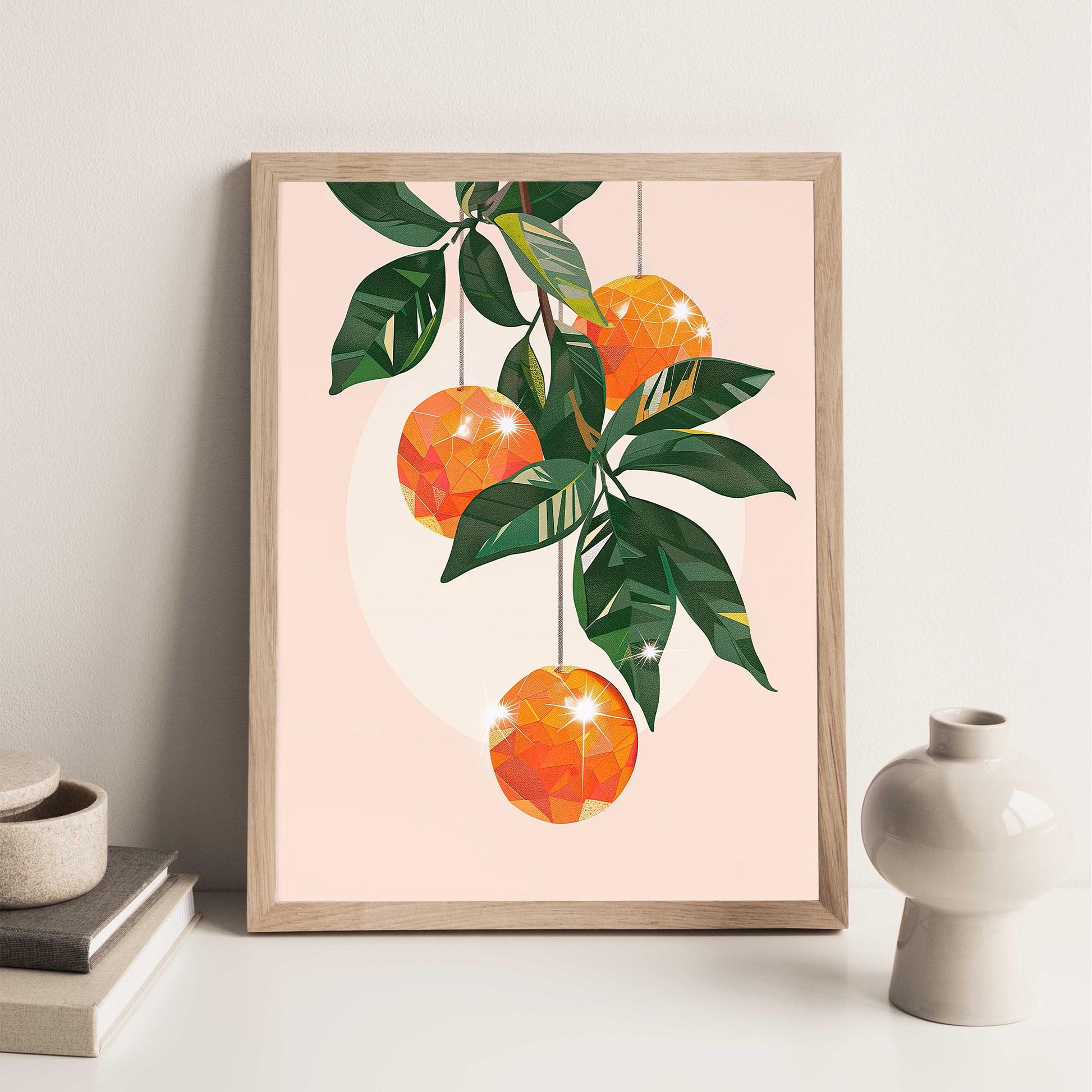 Disco Ball Oranges Art Print, Trendy Kitchen Decor
