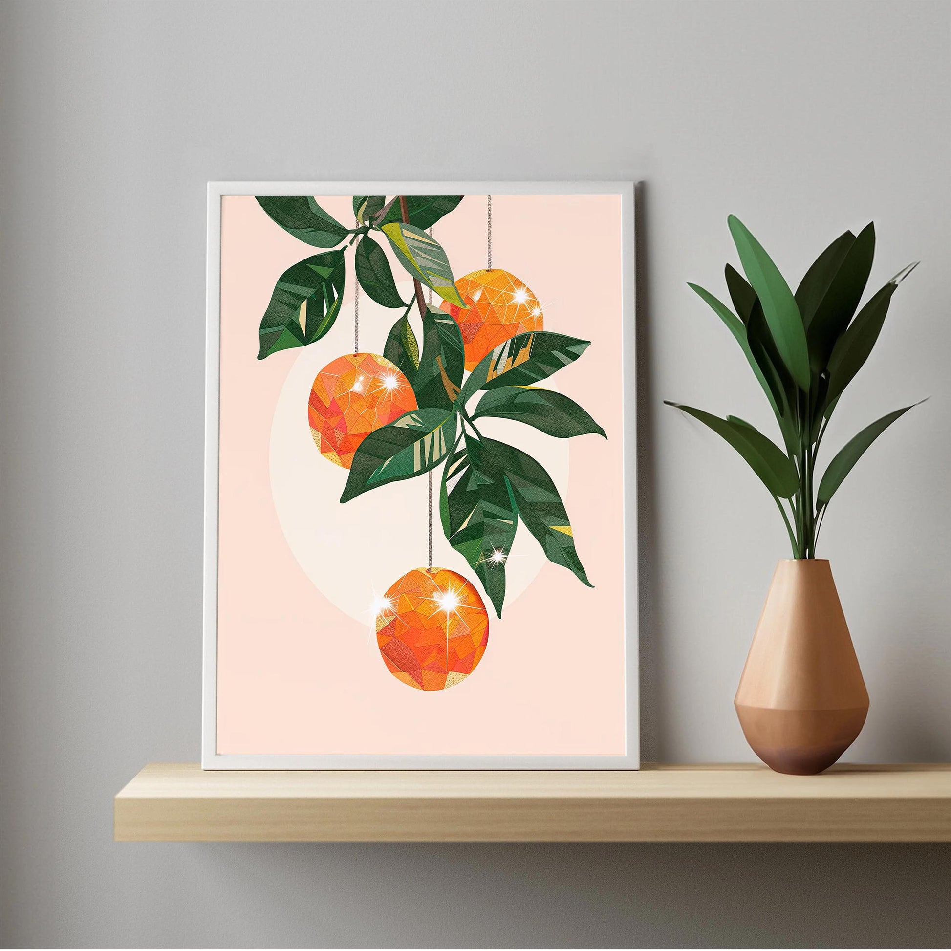 Disco Ball Oranges Art Print, Trendy Kitchen Decor