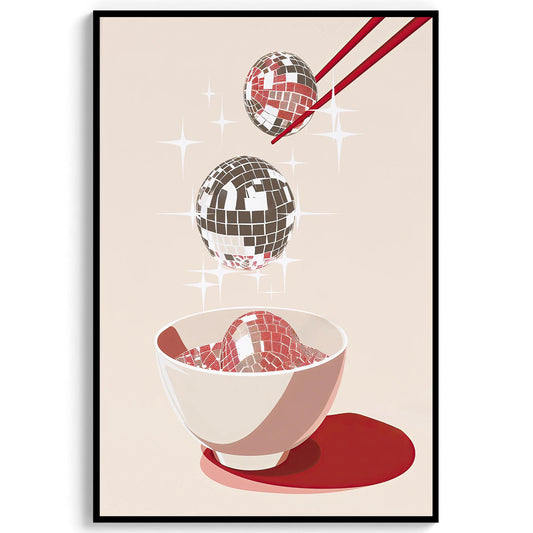 Disco Ball Soup Art Print, Trendy Dorm Decor