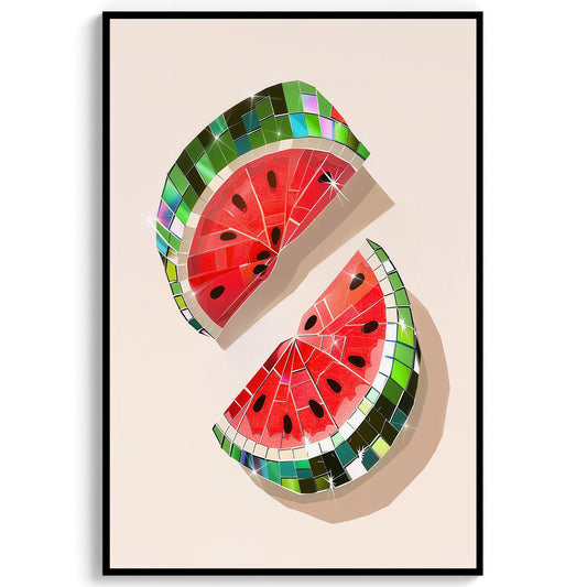 Disco Ball Watermelon Art Print, Trendy Kitchen Wall Decor