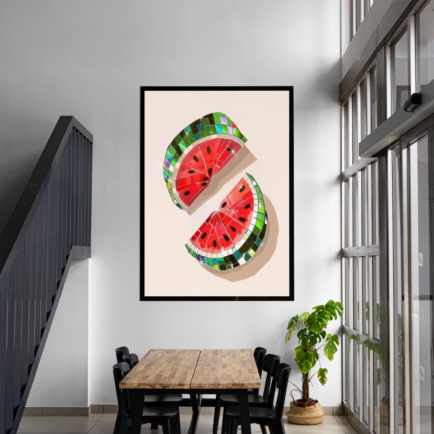 Disco Ball Watermelon Art Print, Trendy Kitchen Wall Decor