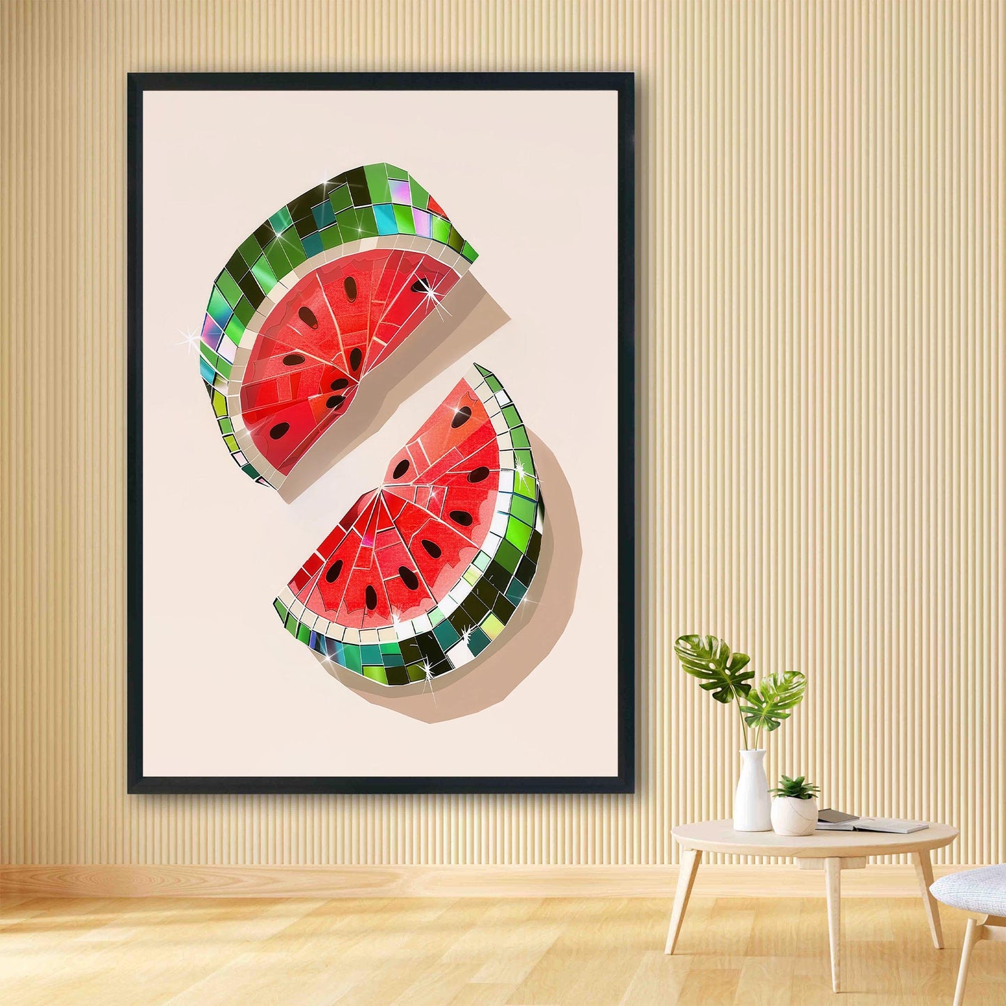 Disco Ball Watermelon Art Print, Trendy Kitchen Wall Decor